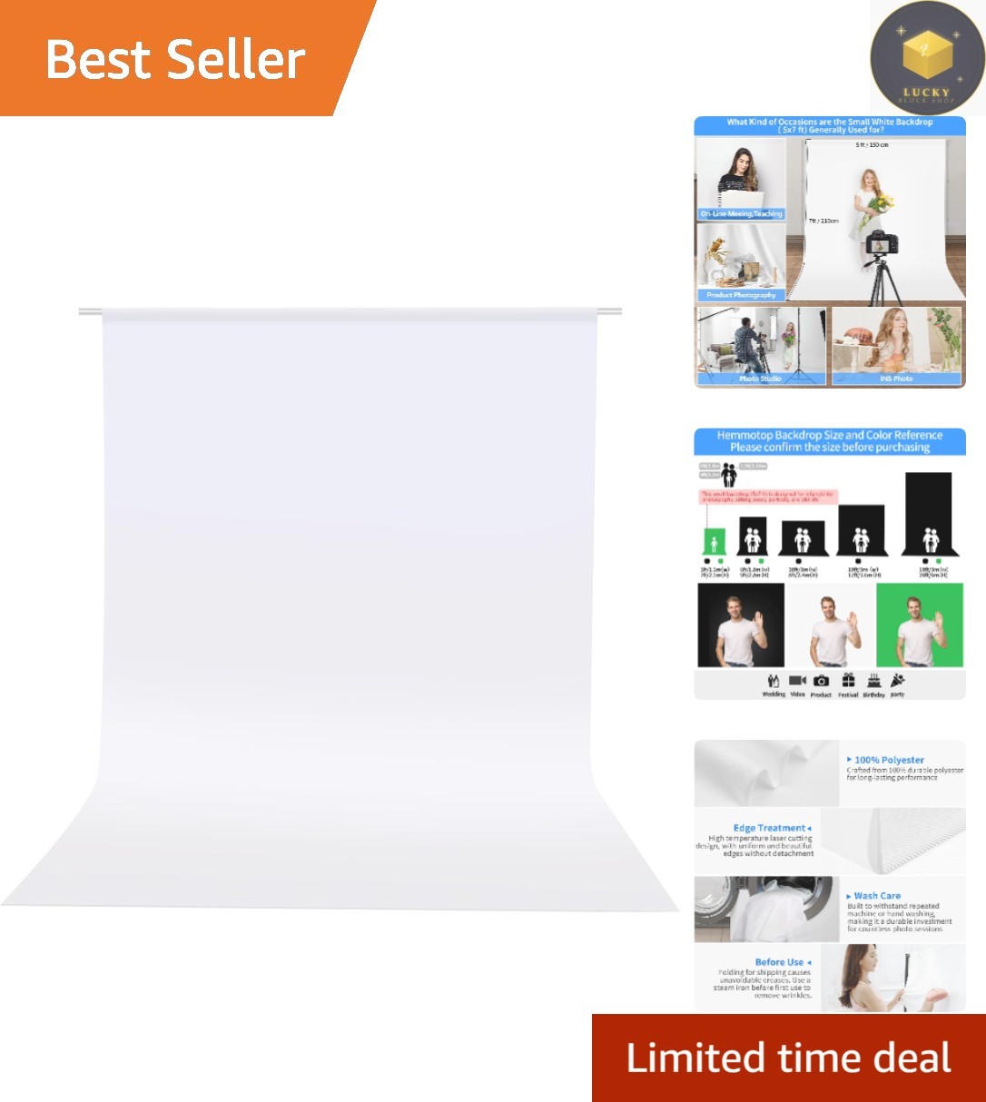 Durable 5×7 ft Seamless White Backdrop – Ideal for Professional Photography