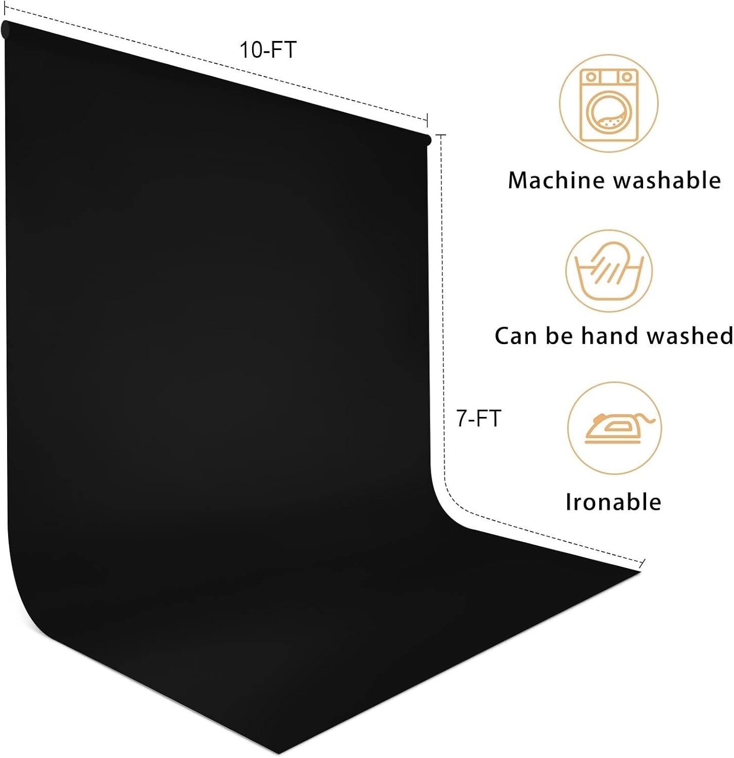 Aimosen 10 x 7 FT Black Backdrop Background for Photography, High Density