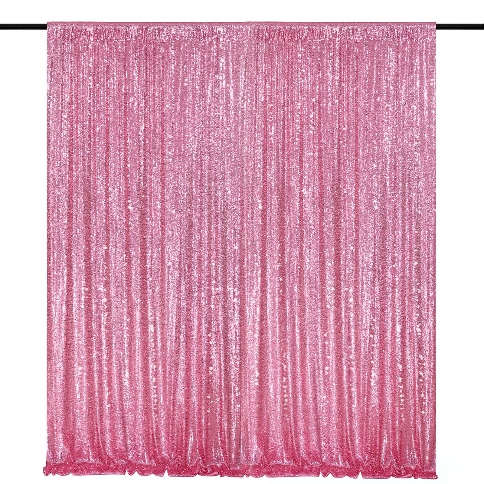 8×8 FT Blush Pink Sequin Backdrop Curtains Glitter Wedding Party Decor