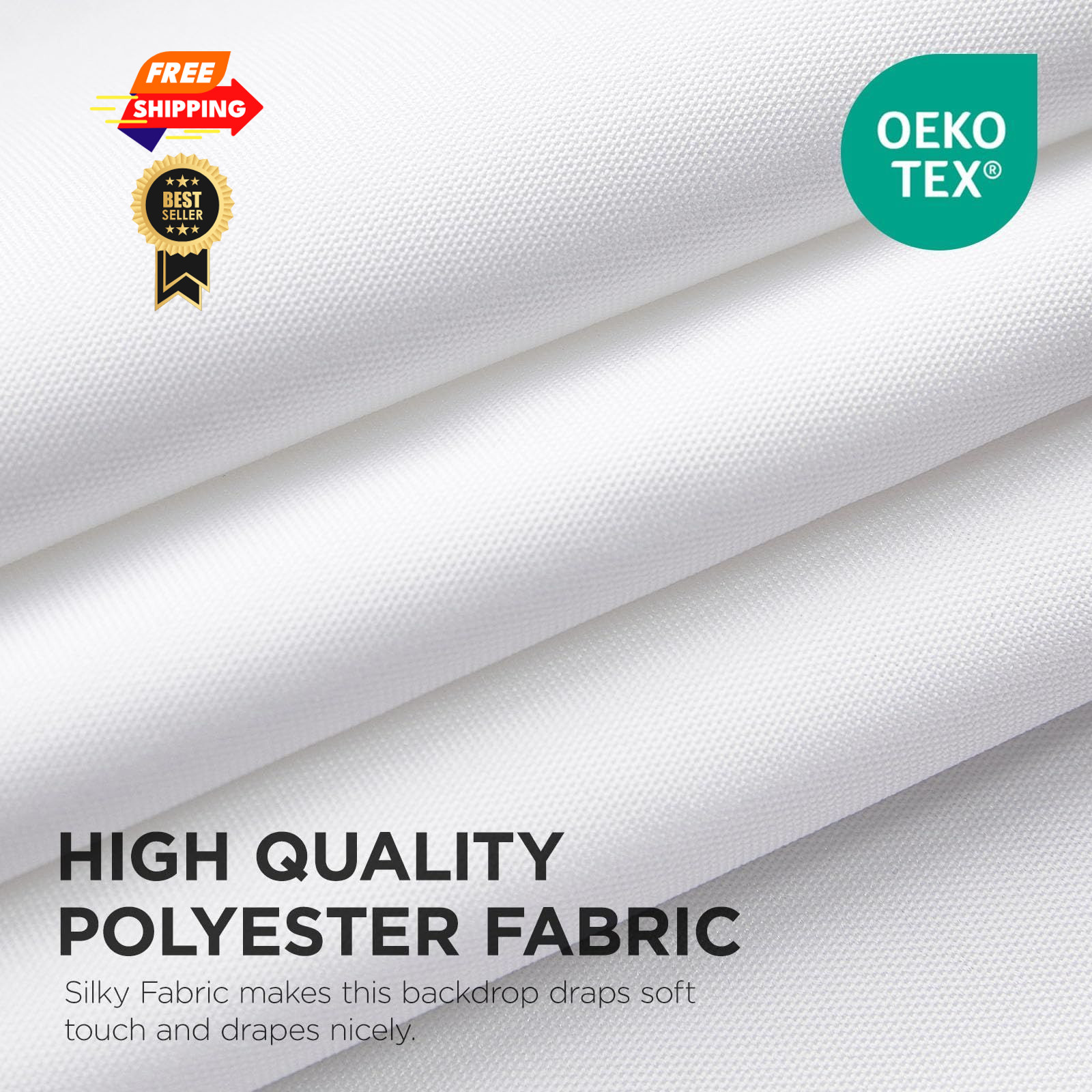 Joydeco 10x10ft White Backdrop Curtain 10FTx10FT (W5’xH10′, 2 Panels),