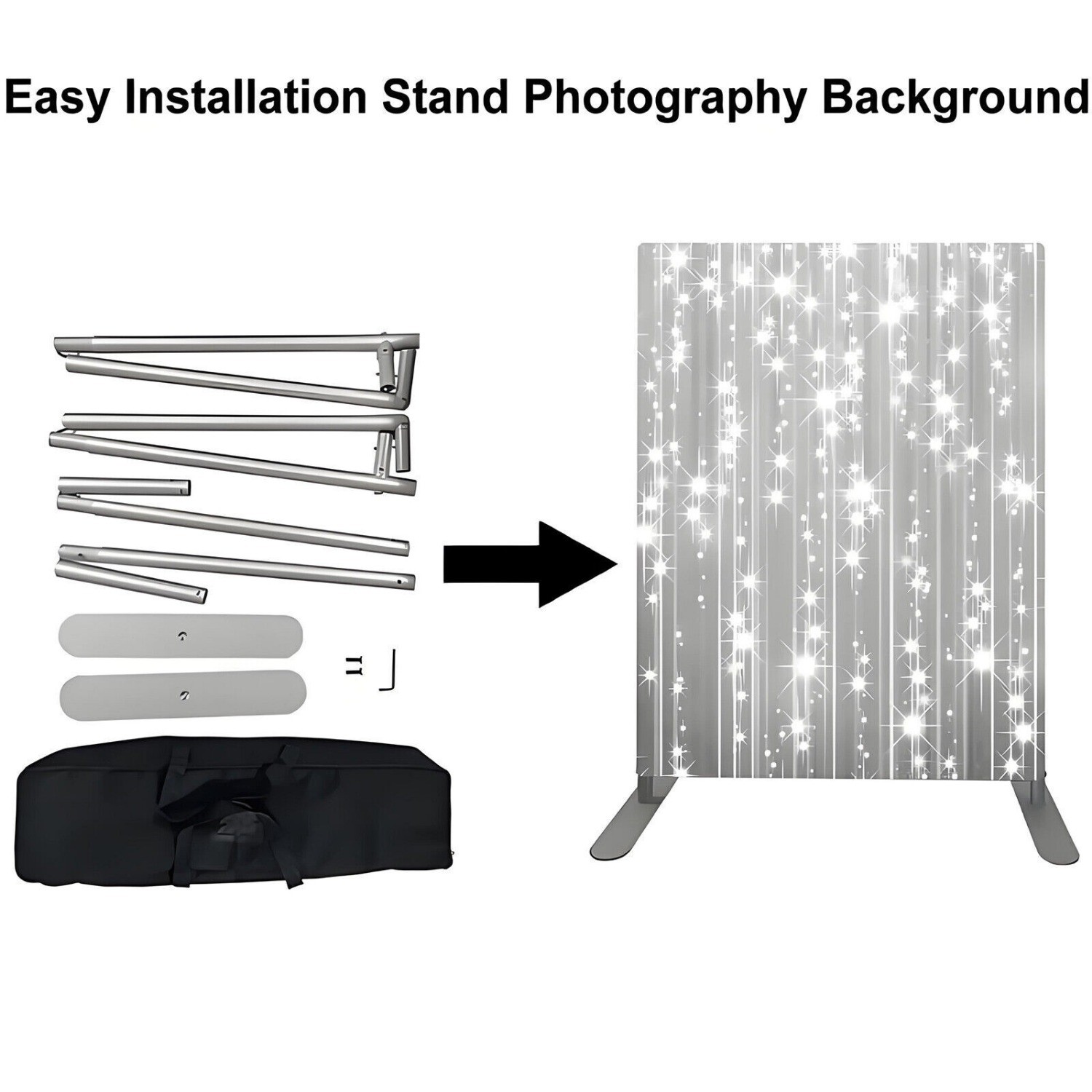 8×8 FT Tension Fabric Display Photography Backdrop Stand for Weddings Events
