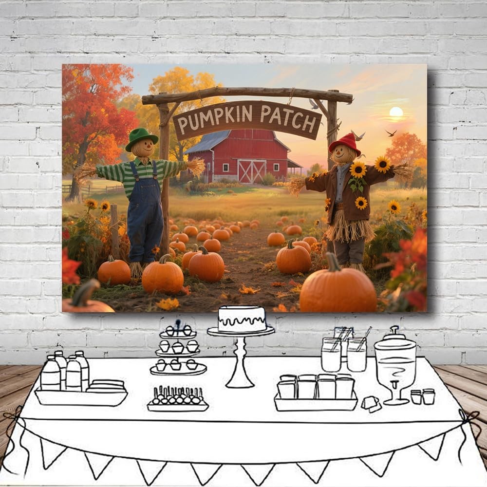 Fall Thanksgiving Backdrop 7×5 FT Pumpkin Patch Harvest Rural Background Prop