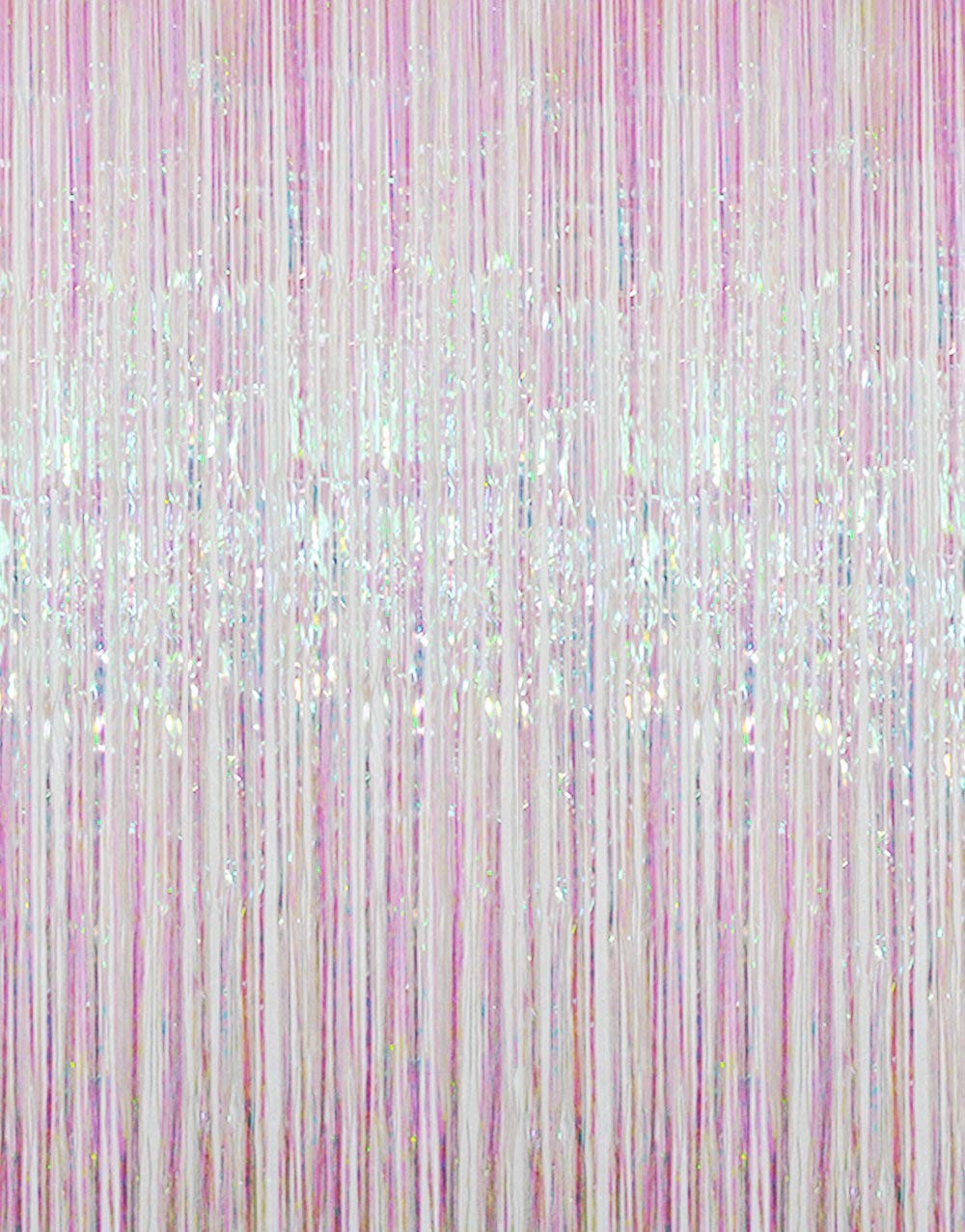 2 PCS Multicolor Metallic Tinsel Foil Fringe Curtain Party Backdrop 3.2×9.8 Ft