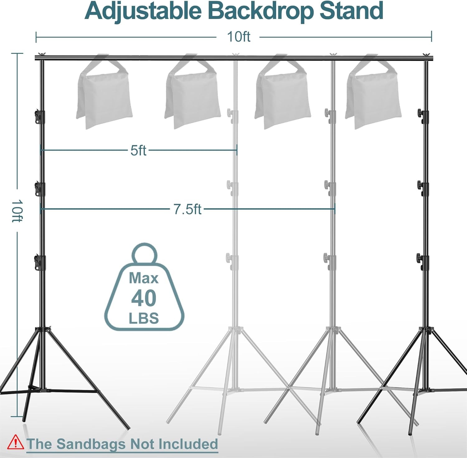 Photo Video Studio 10 x 10Ft Heavy Duty Adjustable Backdrop Stand