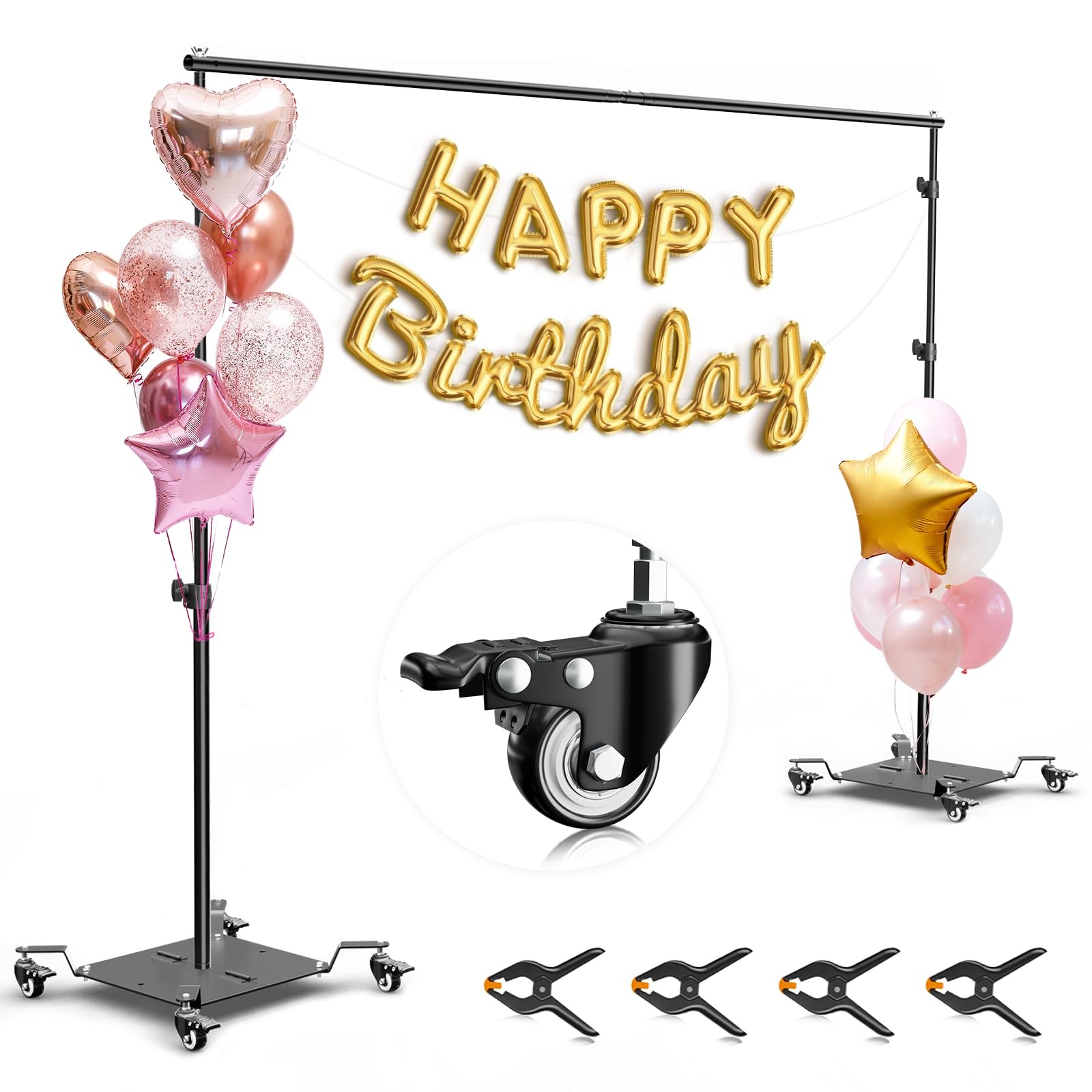 Backdrop Stand with Wheels, 8.5x10ft Adjustable Photo Background Holder with …