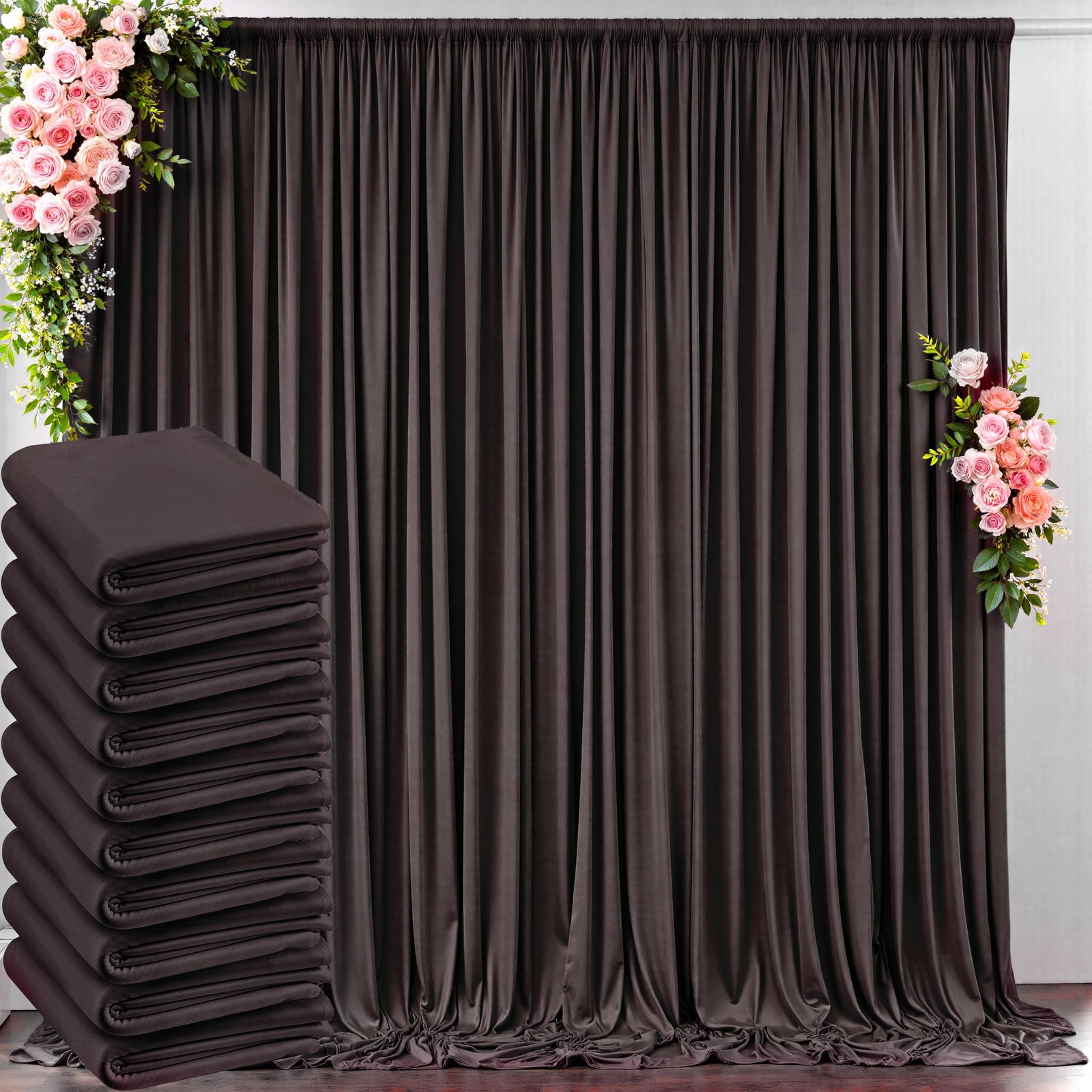 50 ft x 10 Wrinkle Free Brown Backdrop 5′(W) x 10′(H), 10 panels,