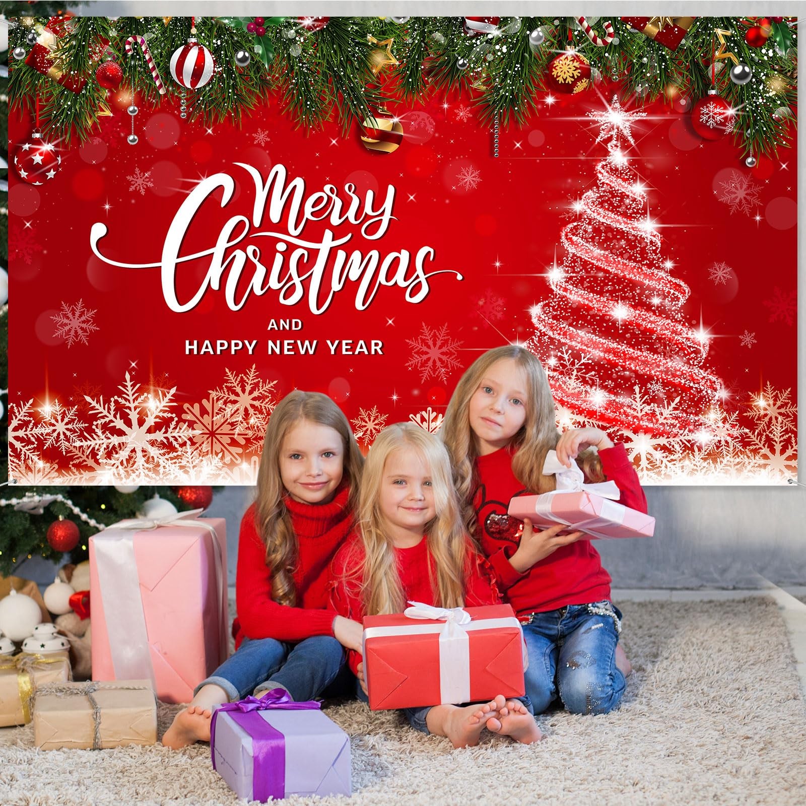 Irenare Christmas Backdrop Merry 72.8 x 43.3 inches, as the picture shown