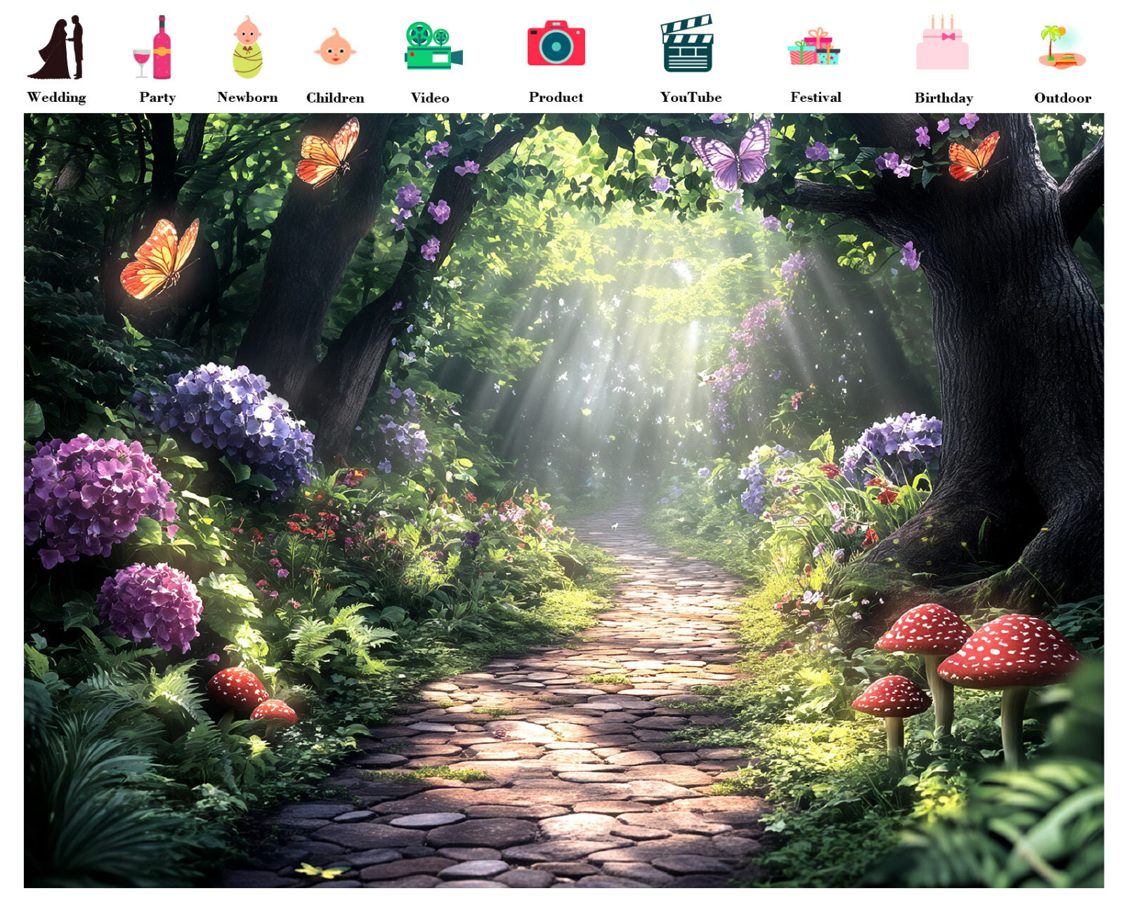 10x8ft Purple Floral Sunshine Through Fairy Forest Photo Background Studio Props