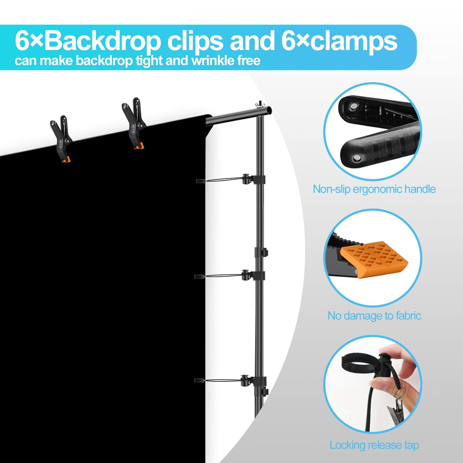 7 x 10 ft Backdrop Support System, Professional Photography Lighting Kit, 6.5…