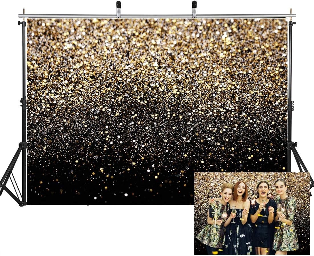 Versatile 7x5ft Black and Gold Sprinkle Backdrop – Perfect for Any Celebration