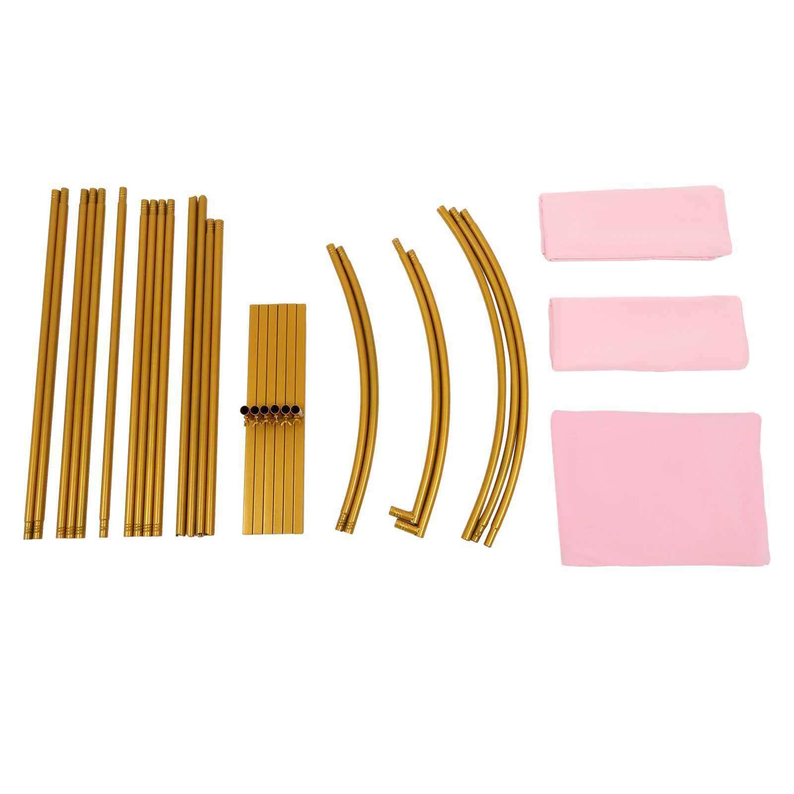 Pink Wedding Arch Cover & Golden Wedding Arch Backdrop Stand Set Party Ceremony