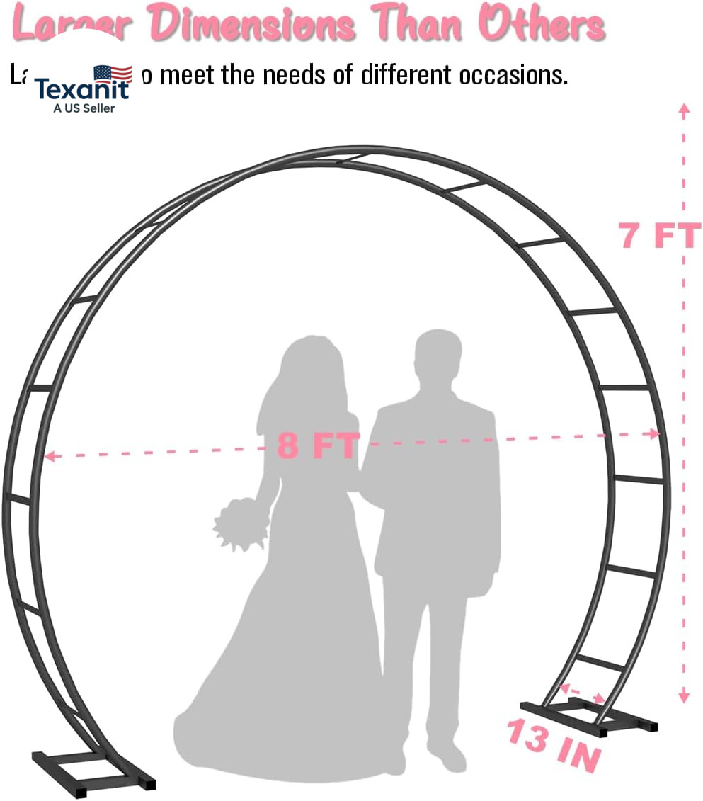 Metal Arch Backdrop Stand 8Ft Wide 7Ft High, Wedding Arch Frame for Wedding Deco