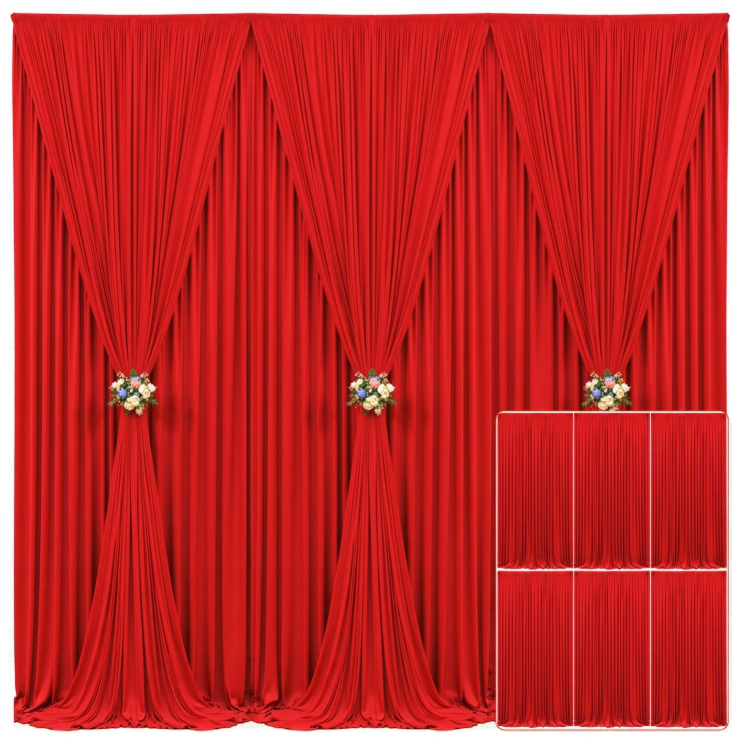 Red Birthday Party Photo Booth Curtain – 6 Panels