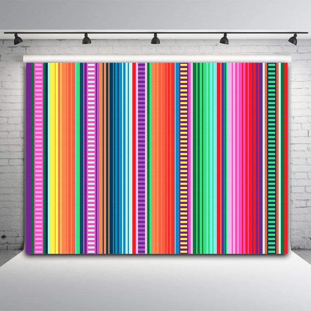 7x5ft Vinyl Color Stripe Photo Background for Mexican Fiesta 7x5ft, Clear