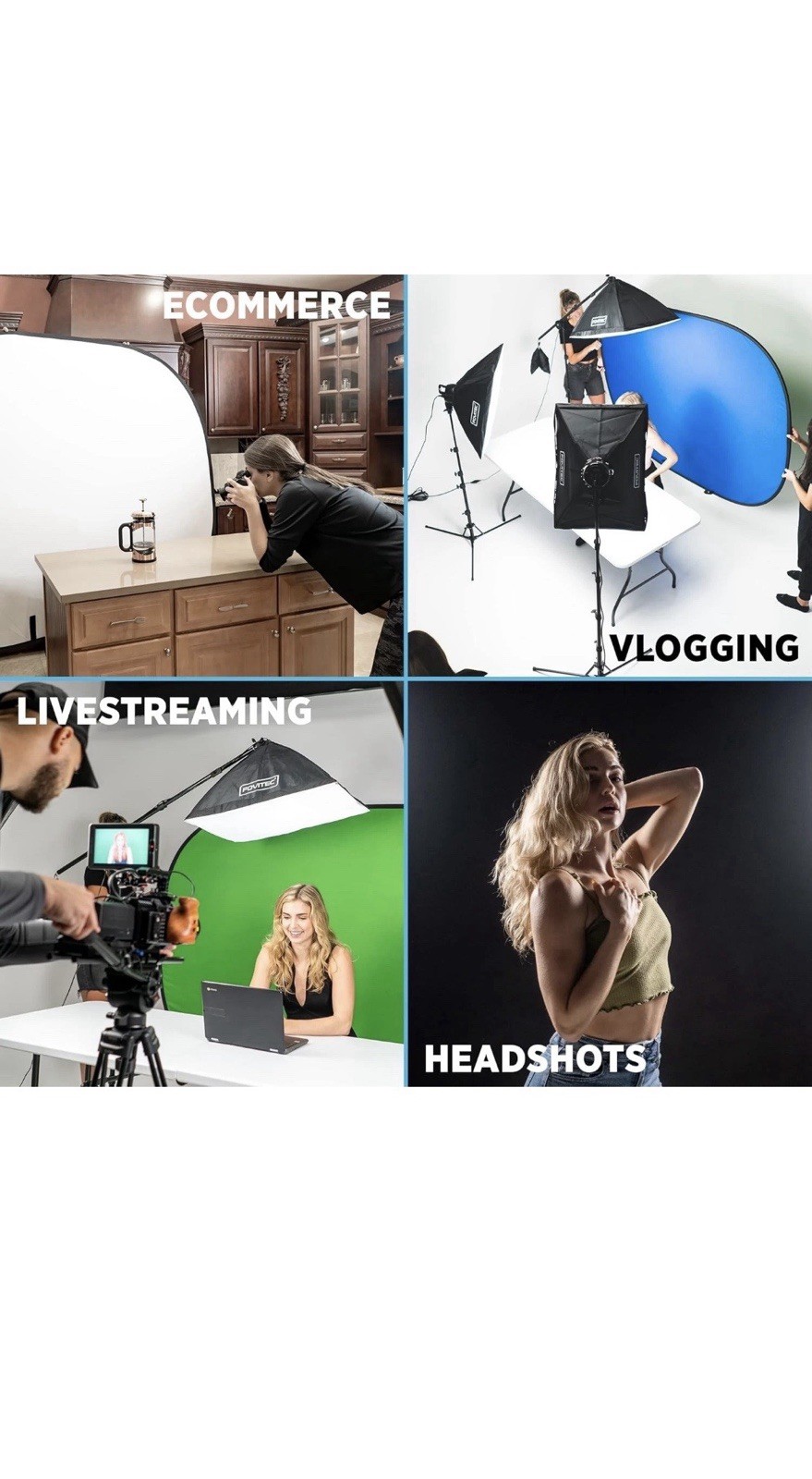 Fovitec 5×6.5ft Pop Up Reversible Collapsible Backdrop Blue Gray Twist Fold Flex