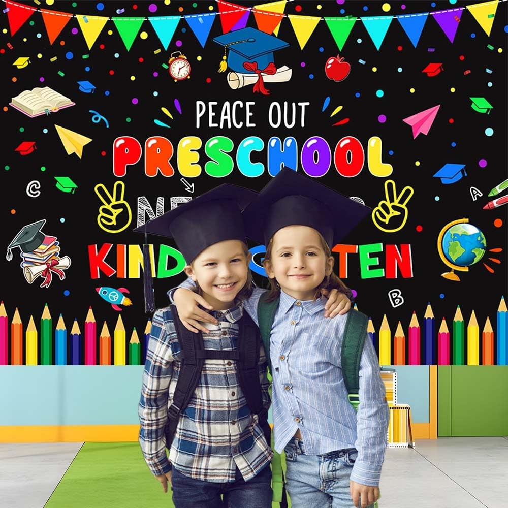 7x5ft Preschool Graduate Backdrop Peace Out Preschool Next Stop Kindergarten Ph