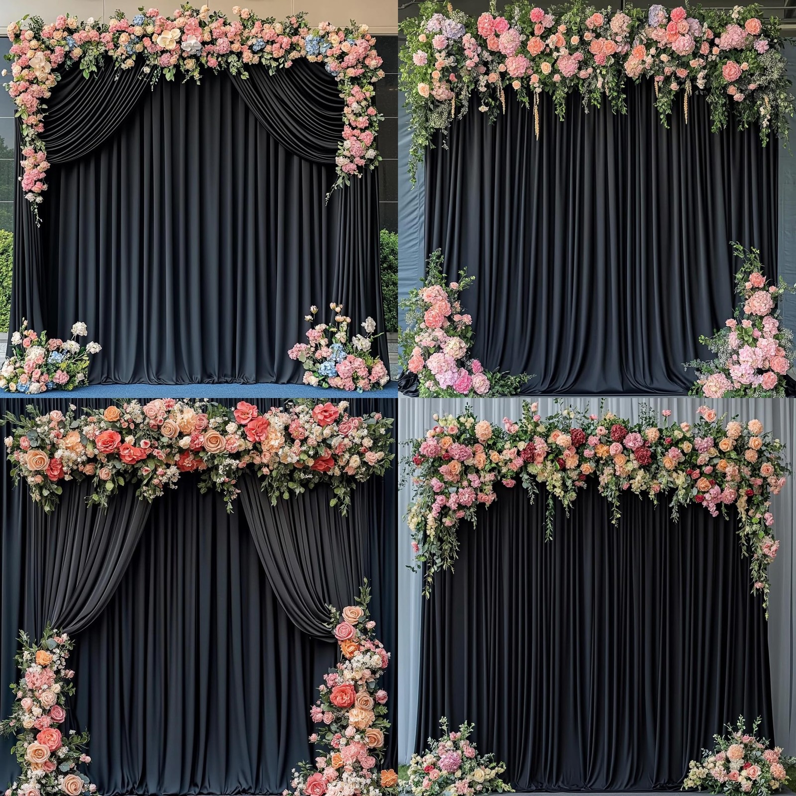 40 ft x 10 Wrinkle Free Black Backdrop 5′(W) x 10′(H), 8 panels,