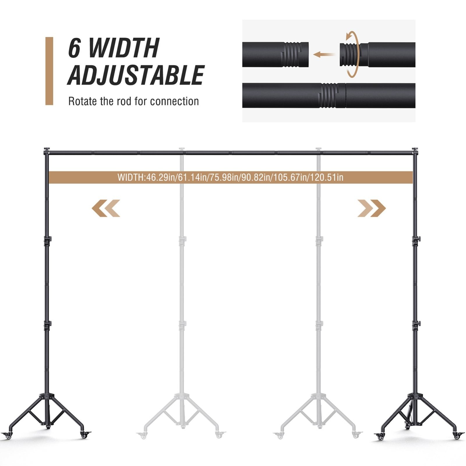 Adjustable Backdrop Stand with Wheels 10×7.5FT – Heavy Duty Photo & Video Suppor