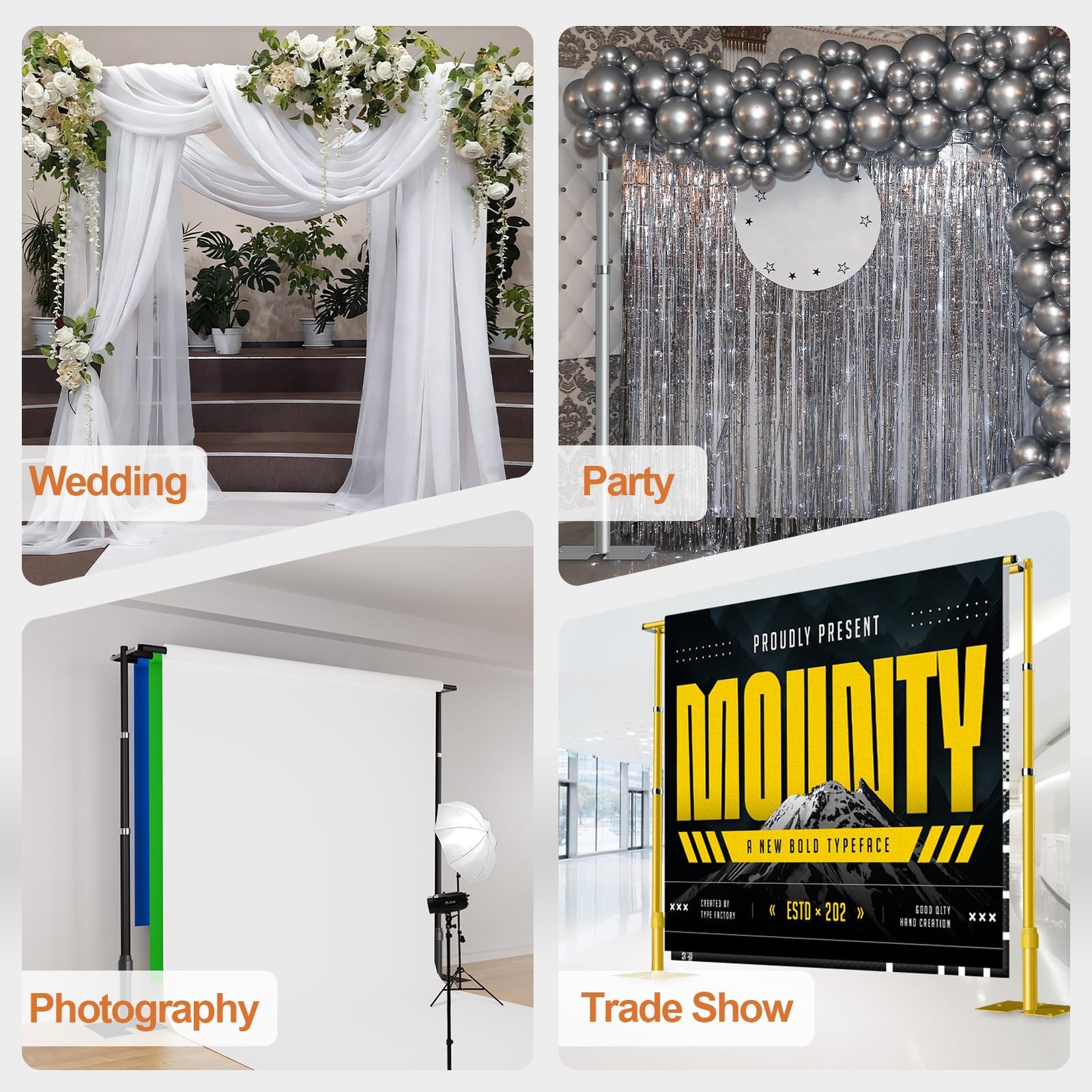 Heavy Duty Backdrop Stand 8.9x10ft, Double Crossbar Pipe and Drape Backdrop S…