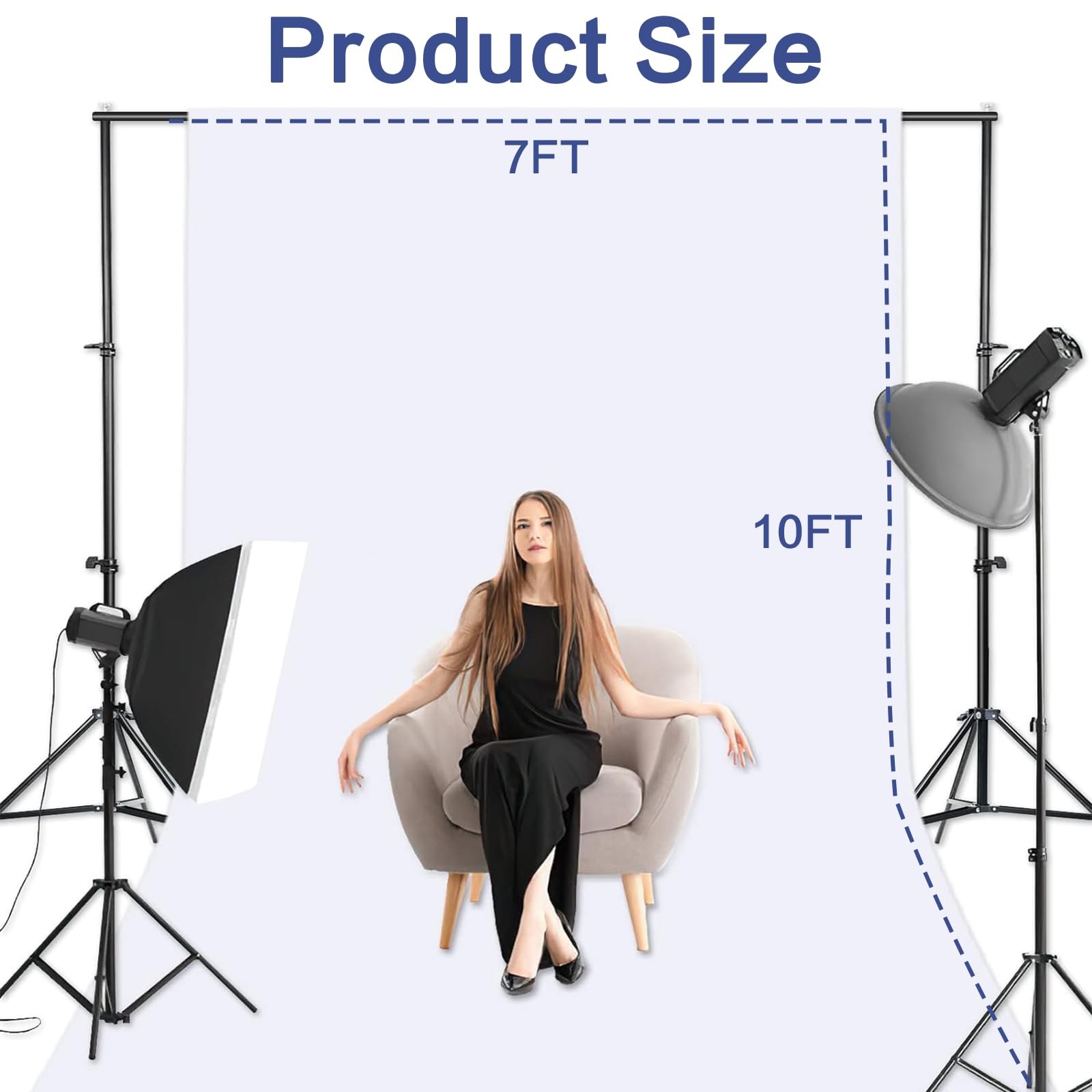 7x10FT White Backdrop Background for Photography, Seamless Photo Booth Screen