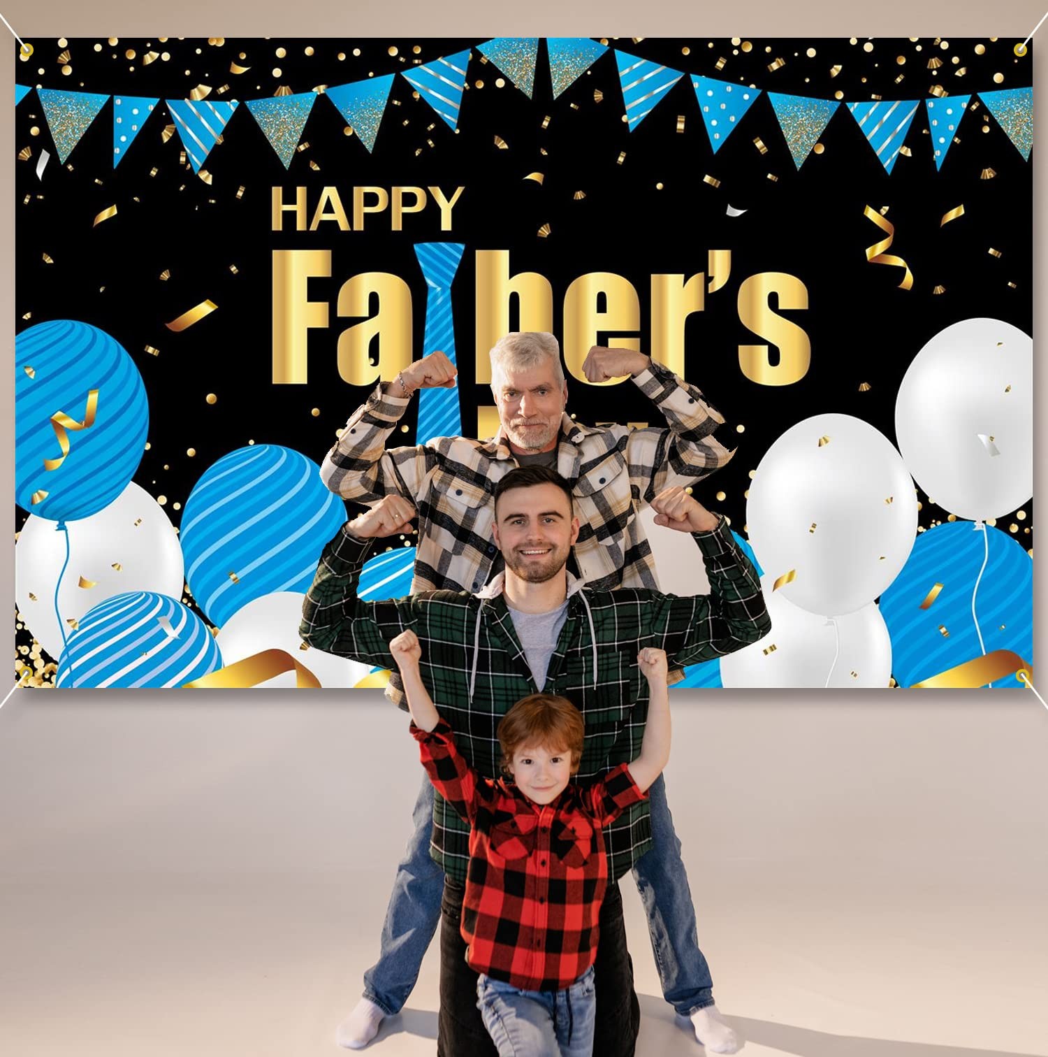 Backdrop Banner for Fathers Day Background Banner with Balloons Fathers Day Pa..