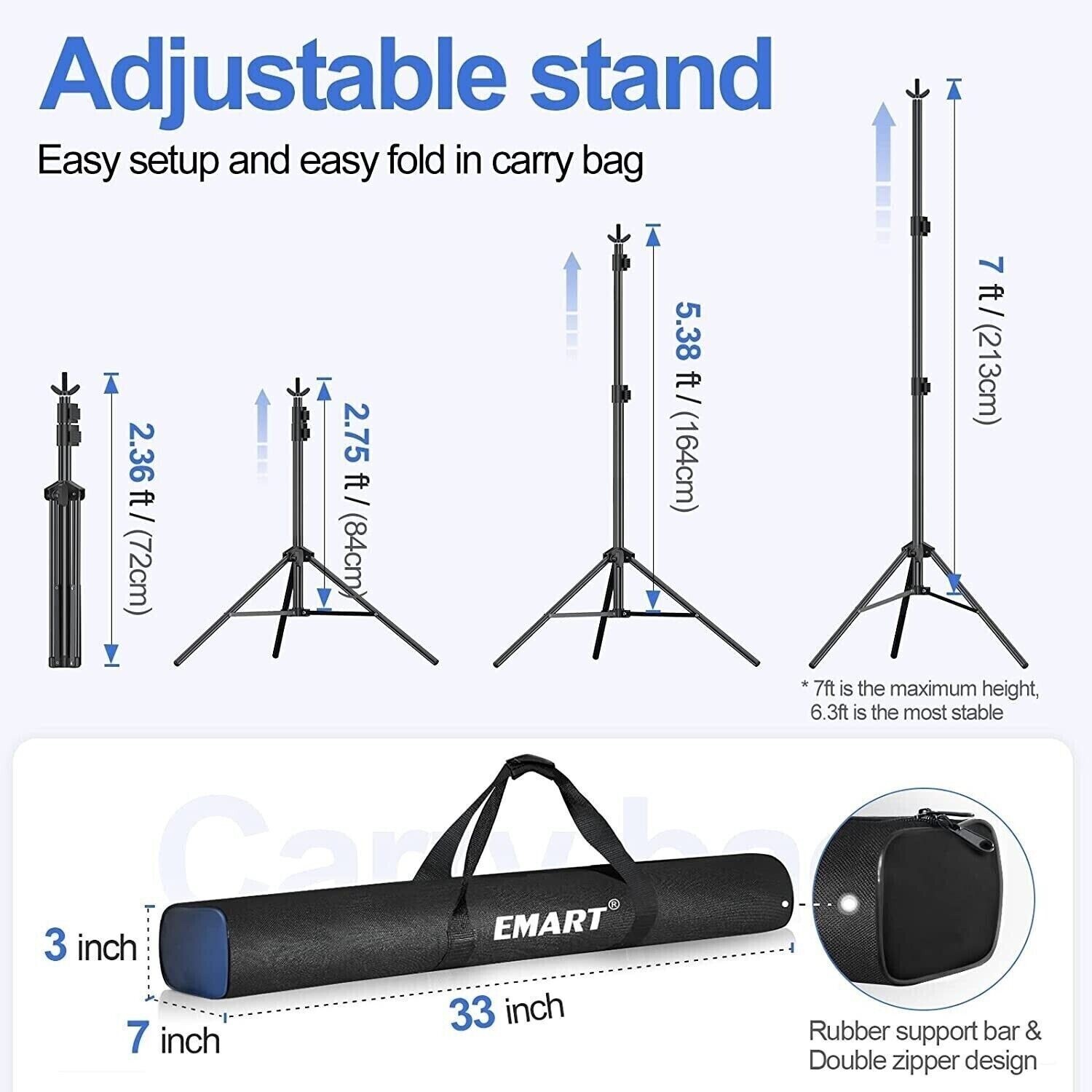 Emart Backdrop Stand 10x7ft(WxH) Photo Studio Adjustable Background Stand