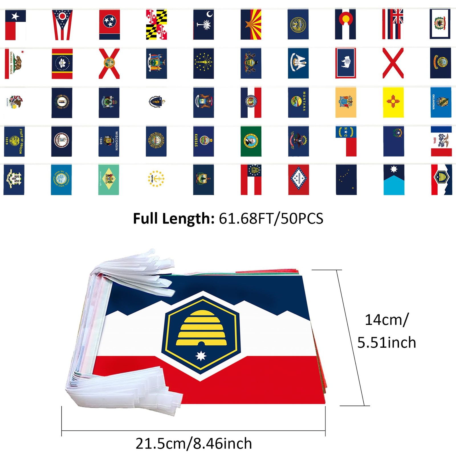 New 50 State Flags History Classroom Decor Olympic Mini Flag Banner String Se…