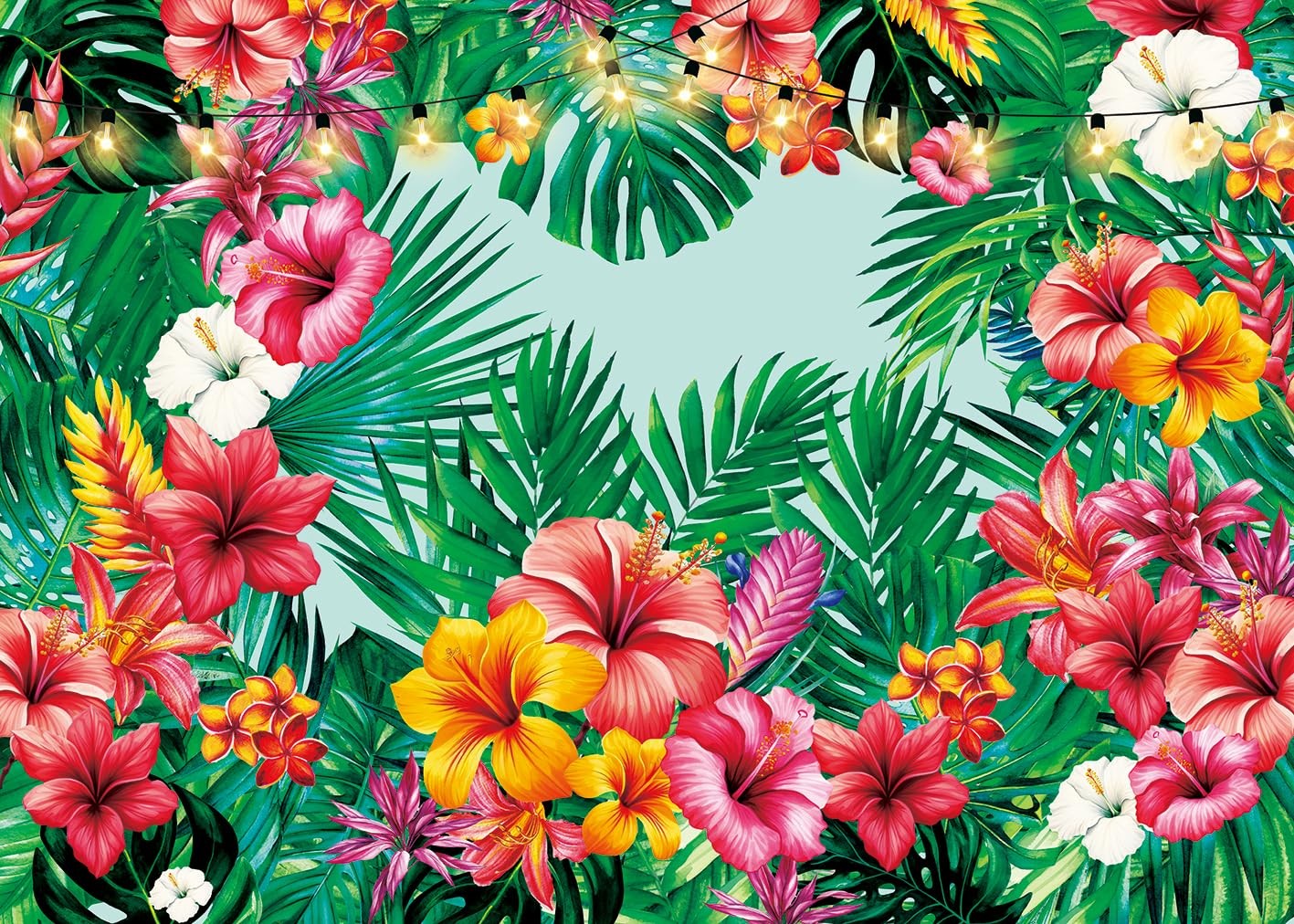 Tropical Palm Leaves Backdrop Floral Summer Jungle 7x5FT, green