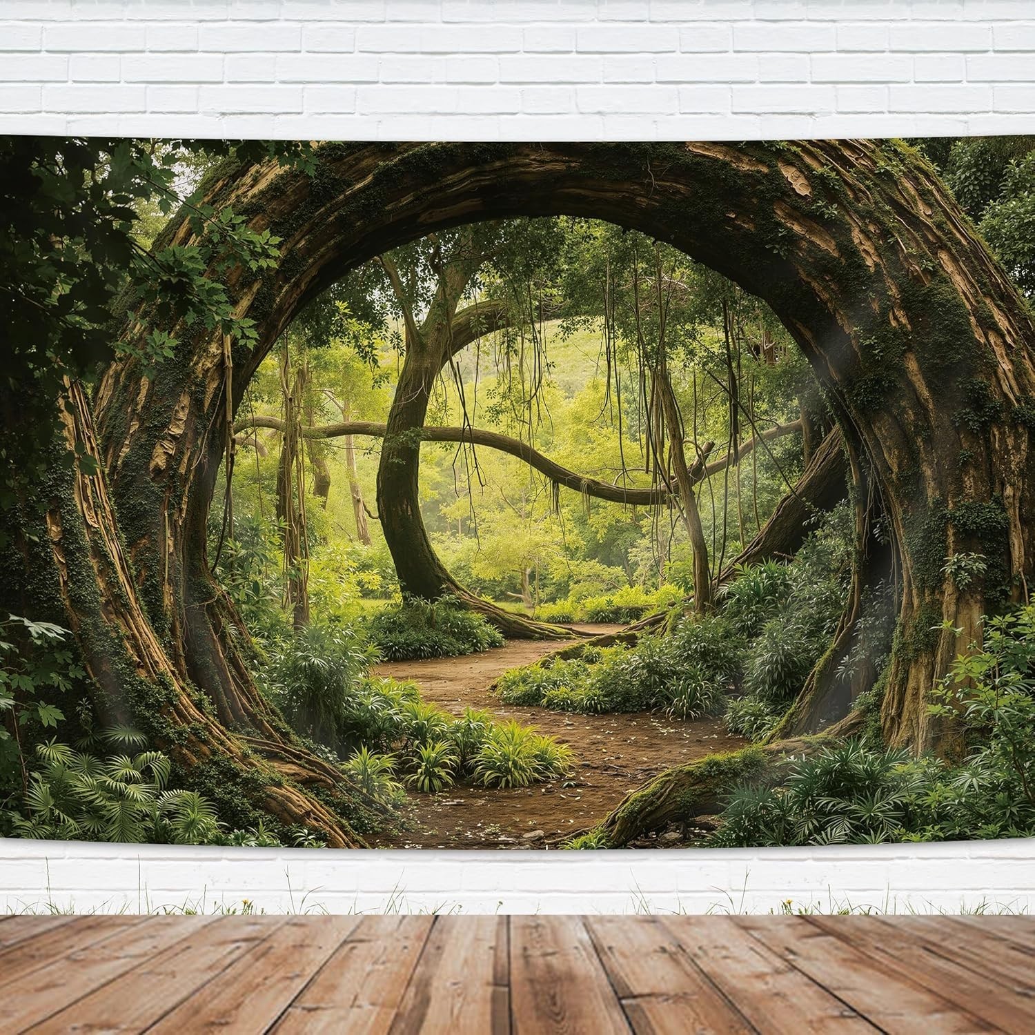 Tropical Jungle Trees Backdrop 7Wx5H Feet Rainforest Dark Green Trees Pathway…