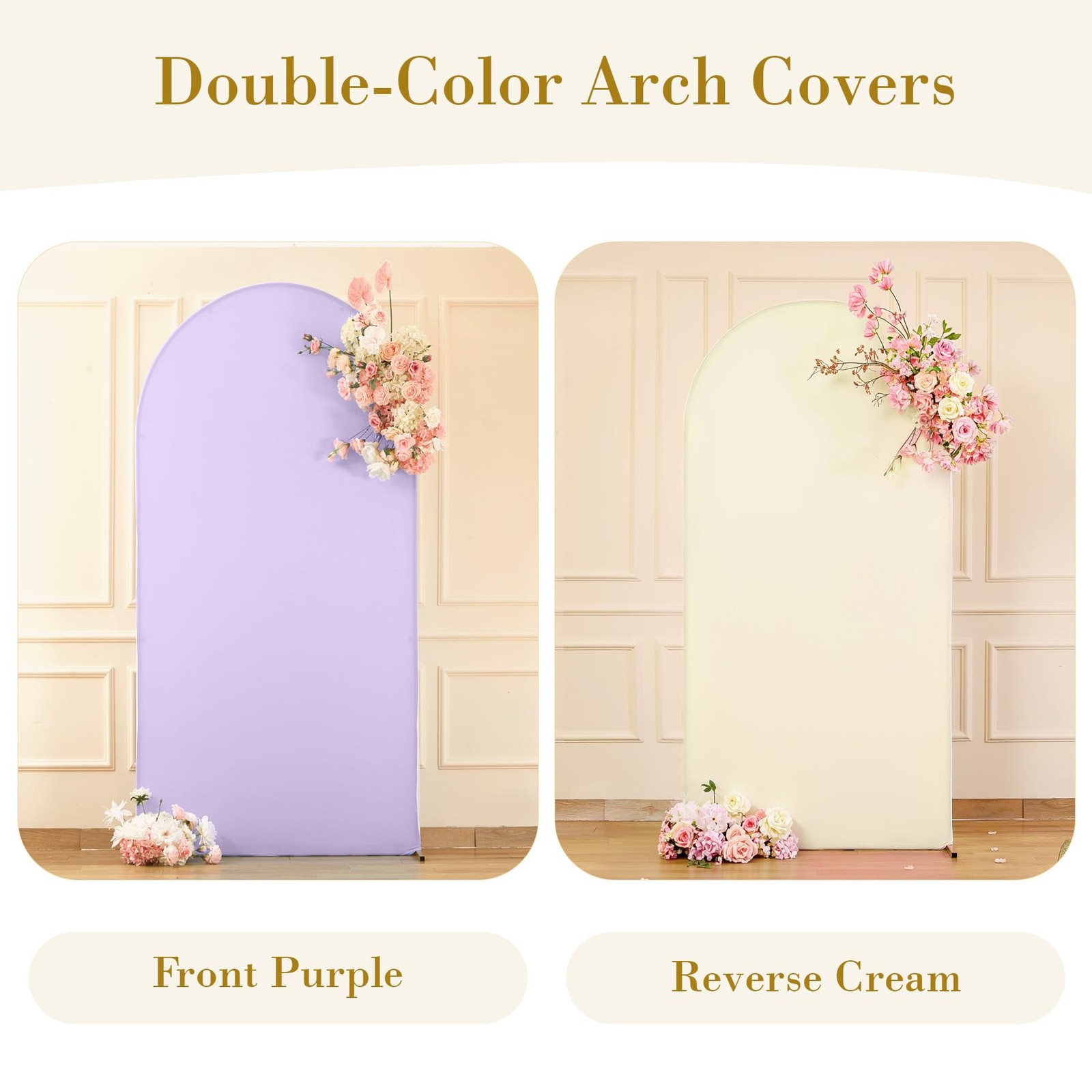 Cream Purple Arch Cover 7.2ft Spandex Wedding Arch Backdrop Cover for Baby Sh…