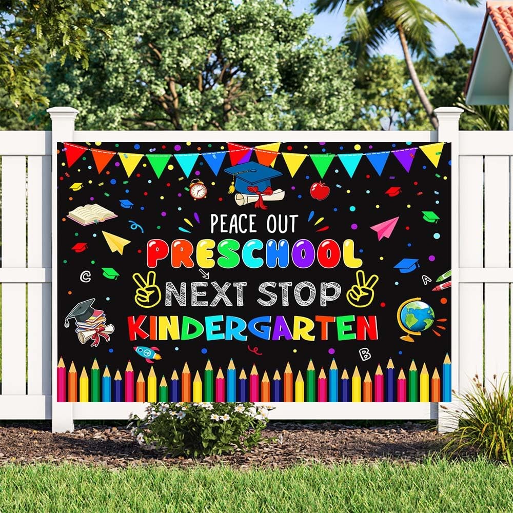 7x5ft Preschool Graduate Backdrop Peace Out Preschool Next Stop Kindergarten Ph