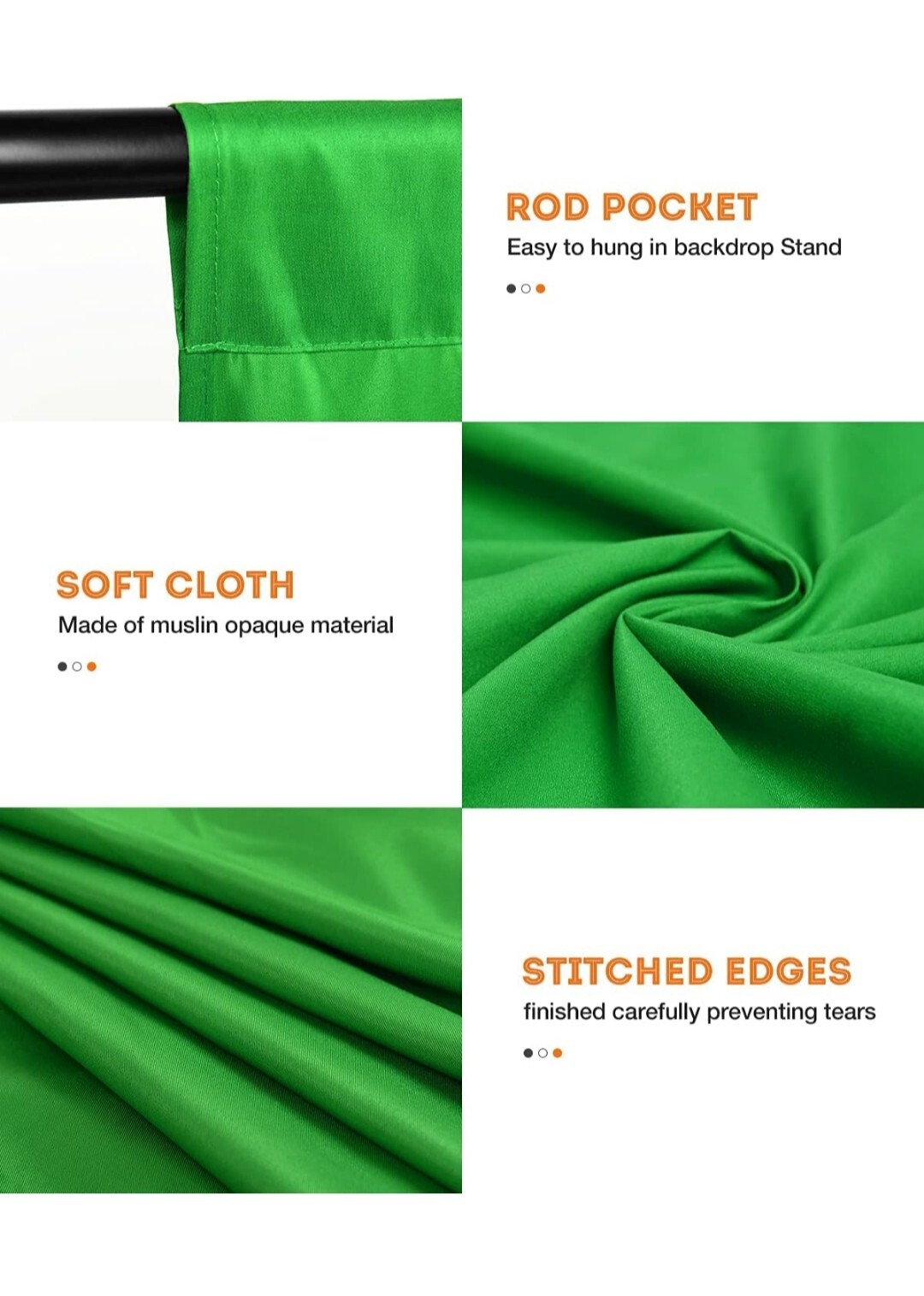 2 Photography Backdrop Cloth 6W x 9L Ft Green & Black