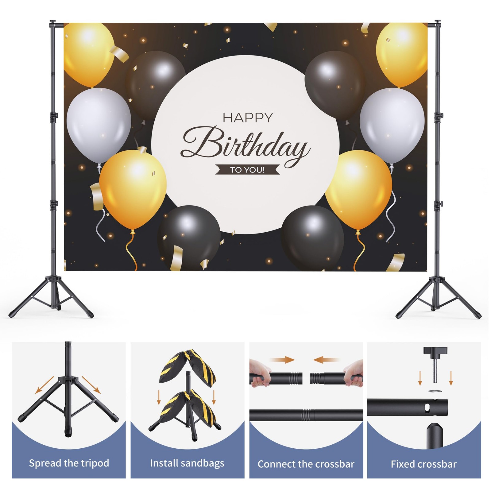Backdrop Stand 10×7.5ft, Height Adjustable and Width Adjustable Backdrop Stan…
