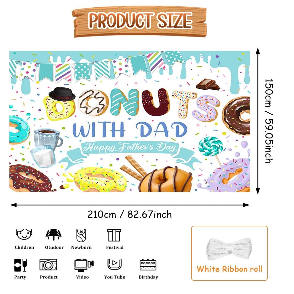 7x5ft Happy Father’s Day Photography Backdrop Donuts with Dad Sprinkle Father’s