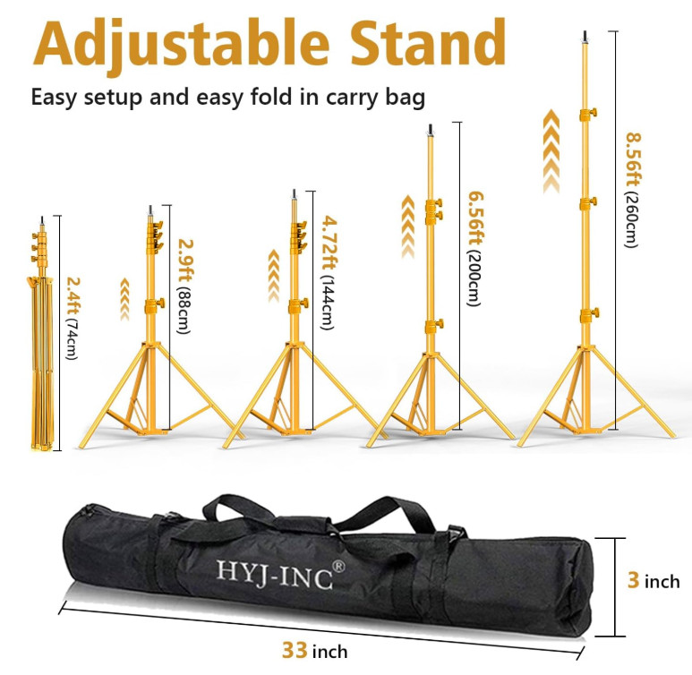 10×8.5ft Gold Backdrop Stand Kit, Adjustable Photo Studio Frame-by HYJ-INC (NIB)