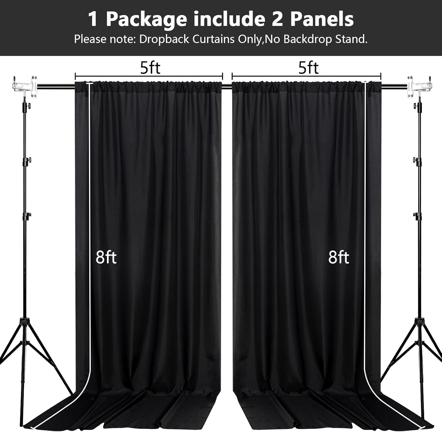 Black Backdrop Curtains for Parties – 10Ft X 8Ft Party Photo Background Curtain