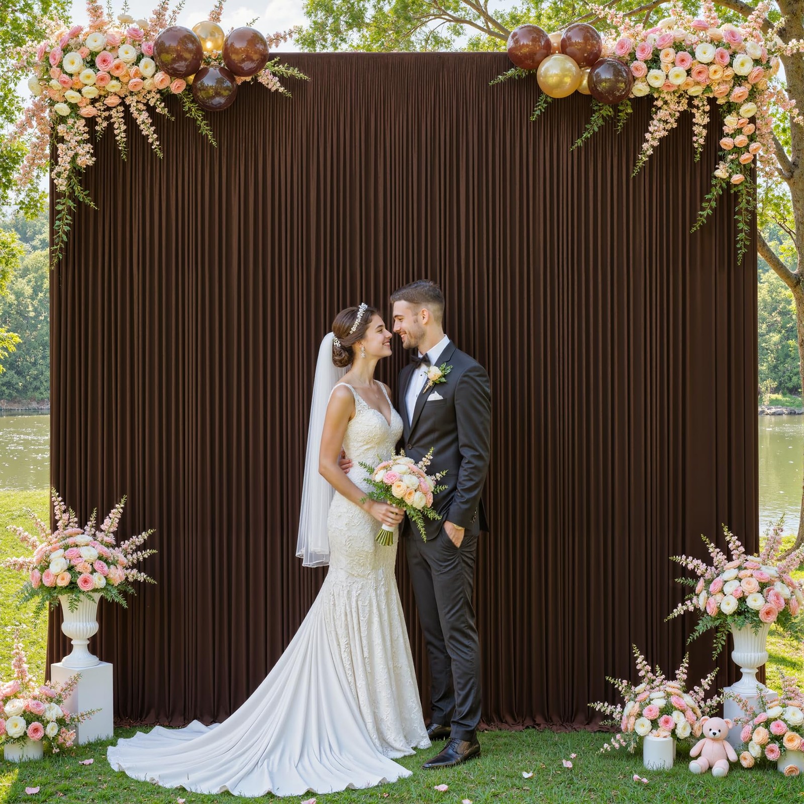 Dark Brown Backdrop Curtains Polyester Photography Drapes Wedding 8x10ft