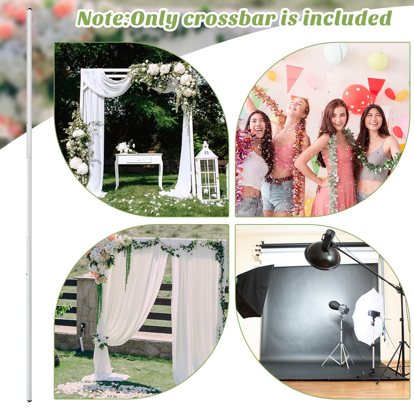 Zonon 2 Pcs 4-10ft Double Layer Adjustable Crossbar and 4-10 ft, silver