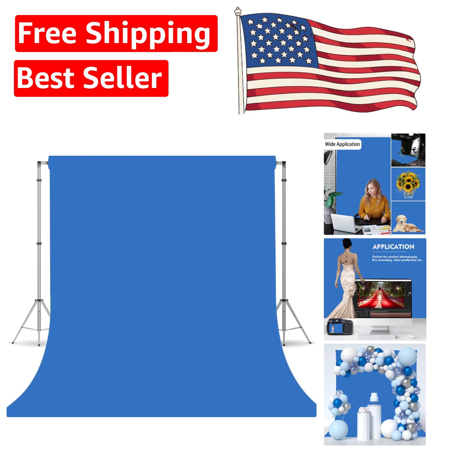Lightweight Machine Washable Royal Blue Backdrop – 5x7ft Photography Essential