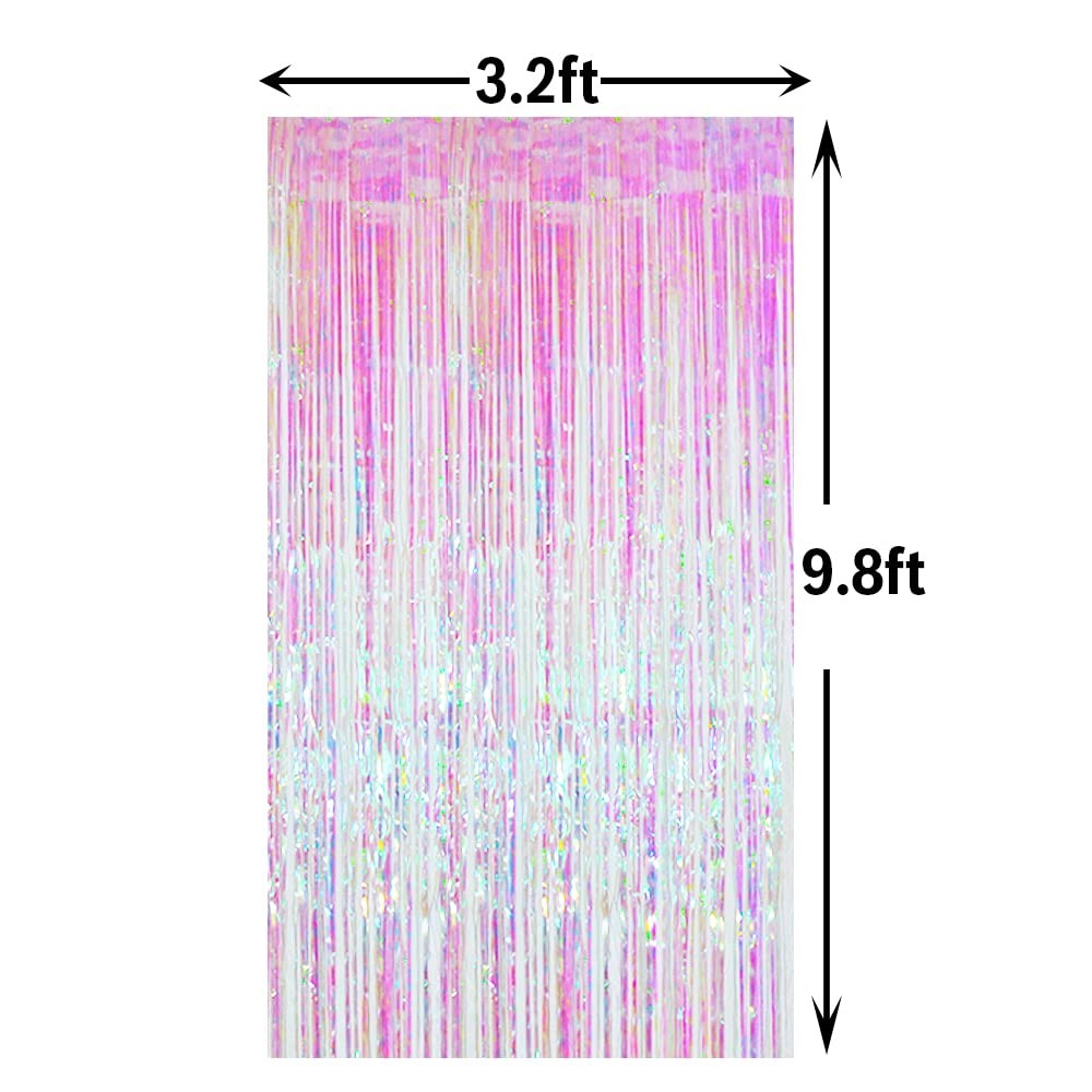Multicolor Metallic Tinsel Foil Fringe Curtains Backdrop 3.2×9.8 Ft 2 Pack