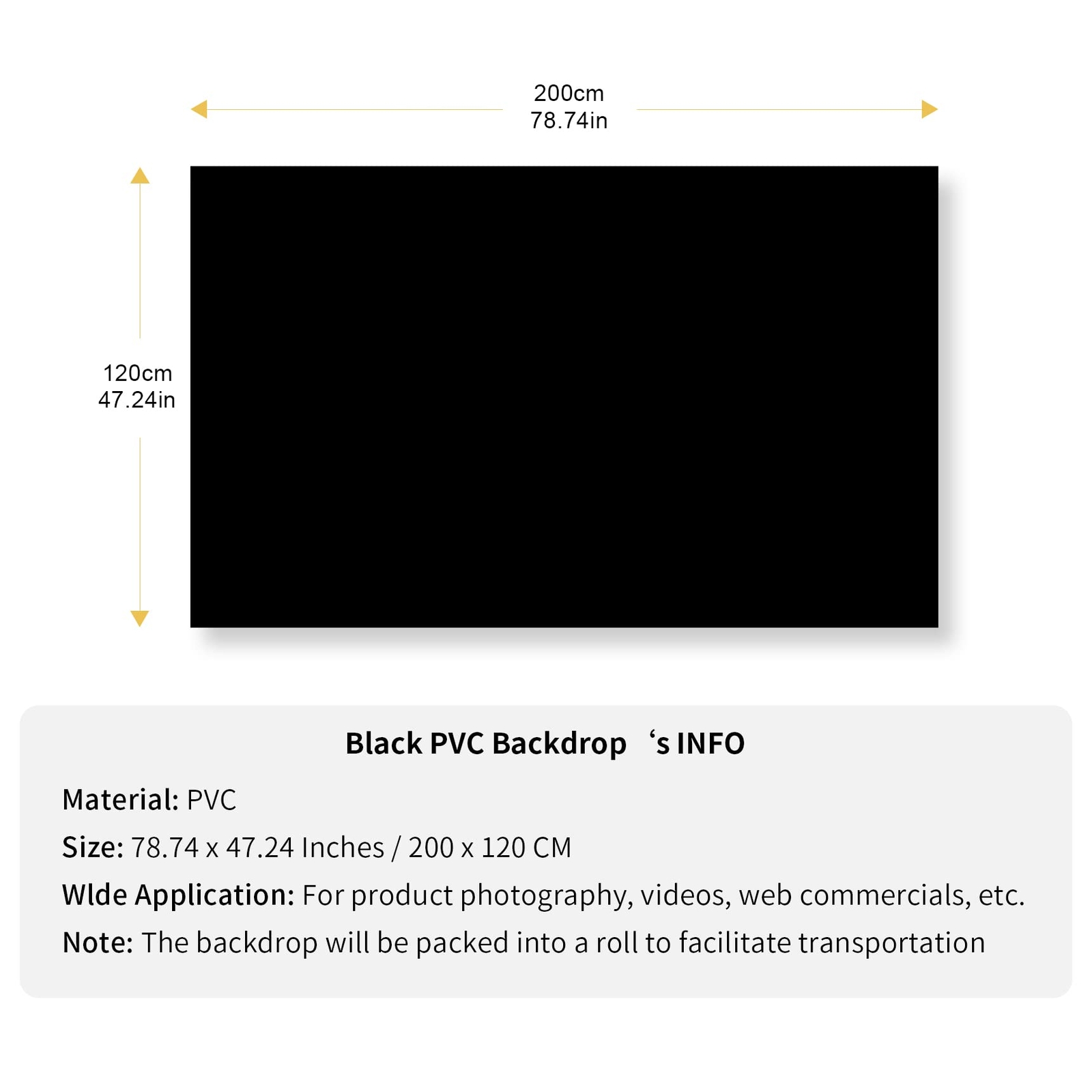 48×80 Inch Black Matte Backdrop Photography Background for Portrait Photo Shoot