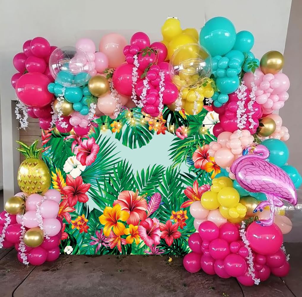 Tropical Palm Leaves Backdrop Floral Summer Jungle 7x5FT, green