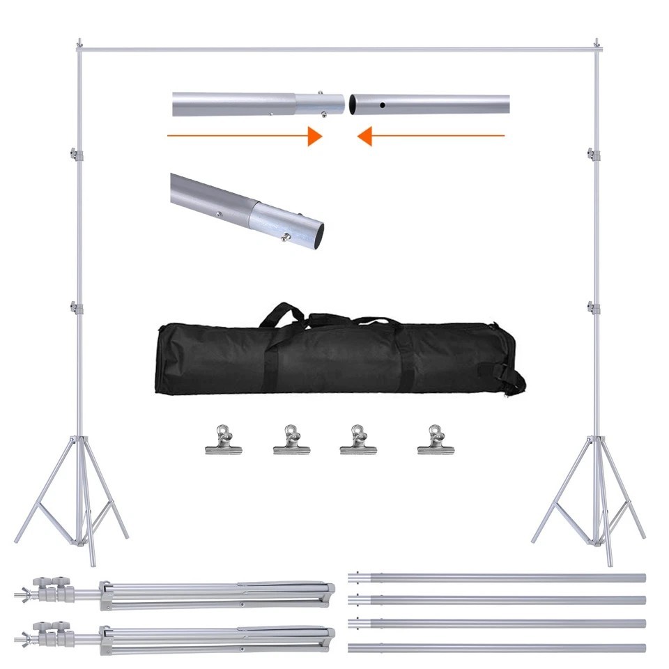 6.5 x 10ft Photo Video Studio Backdrop Background Stand Adjustable Heavy Duty