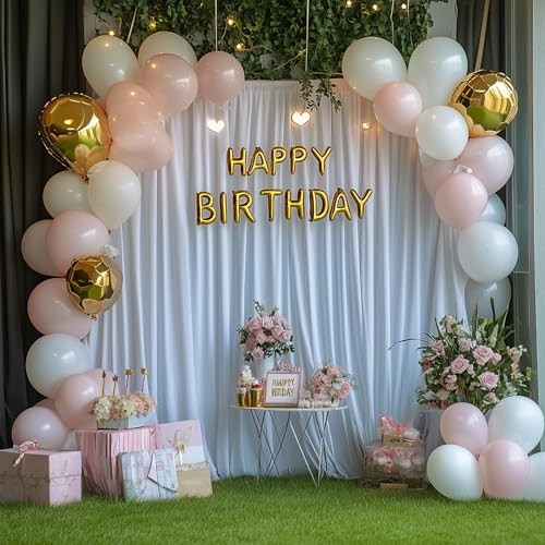 Backdrop Curtain for Parties 10x10FT Photo Backdrop Drapes for 10FTx10FT White