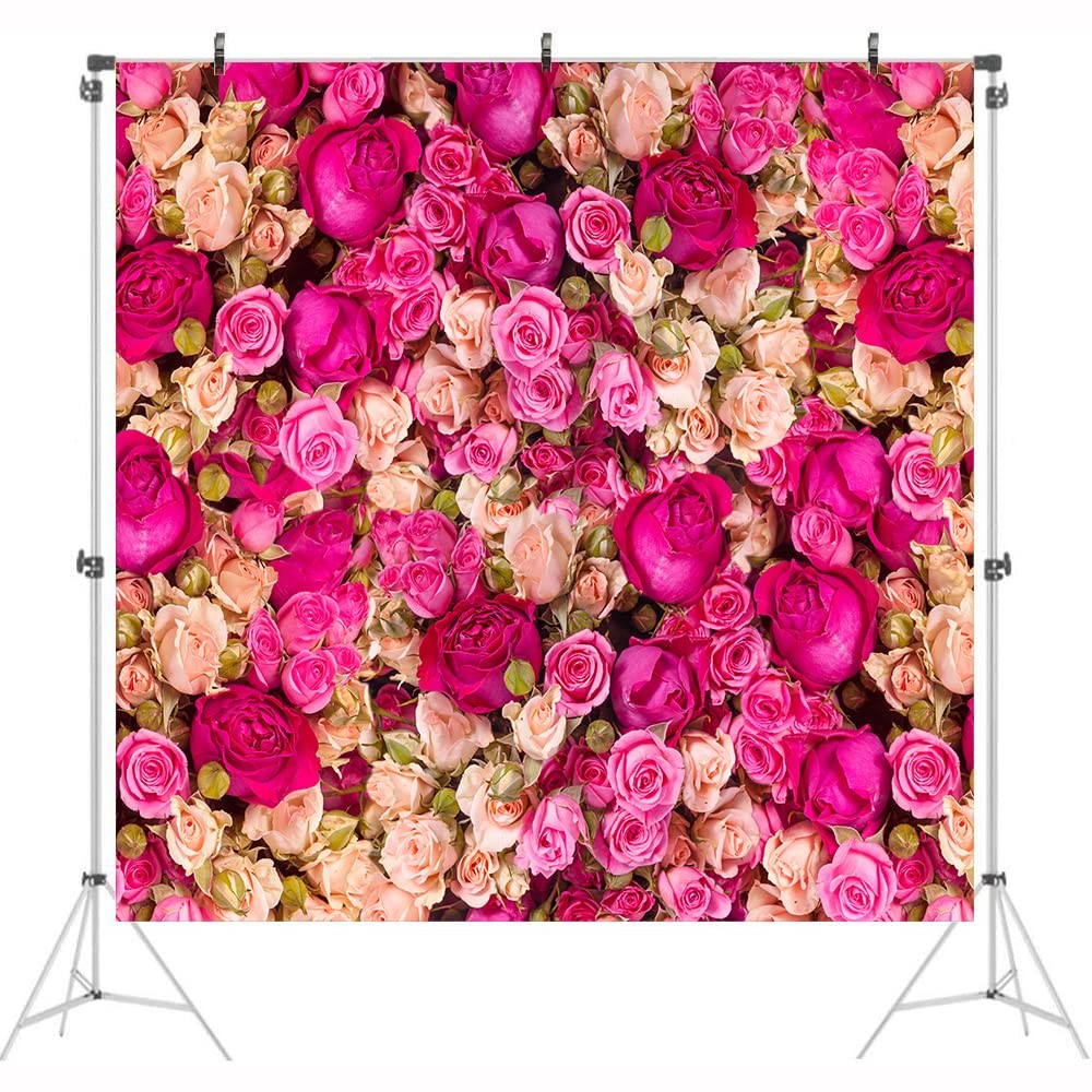 8×8 FT Pink Red Rose Flowers Photography Backdrop Valentines Day Background