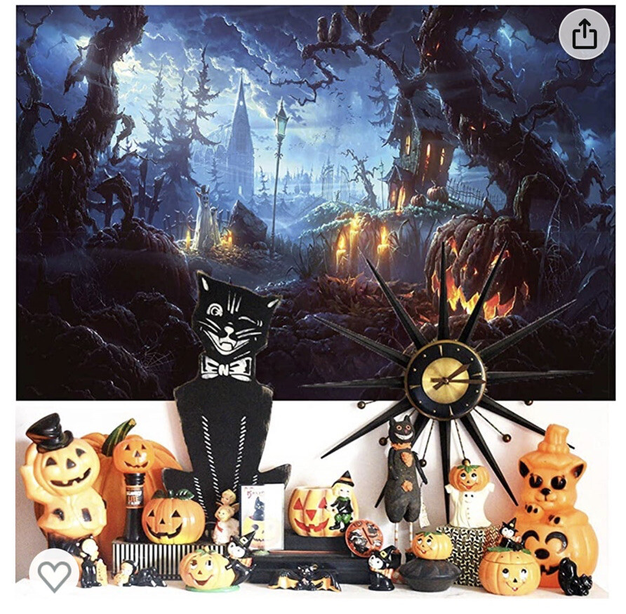 Halloween Backdrop Photography Banner Horror Moon Night Scary Cemetery Pumpkins