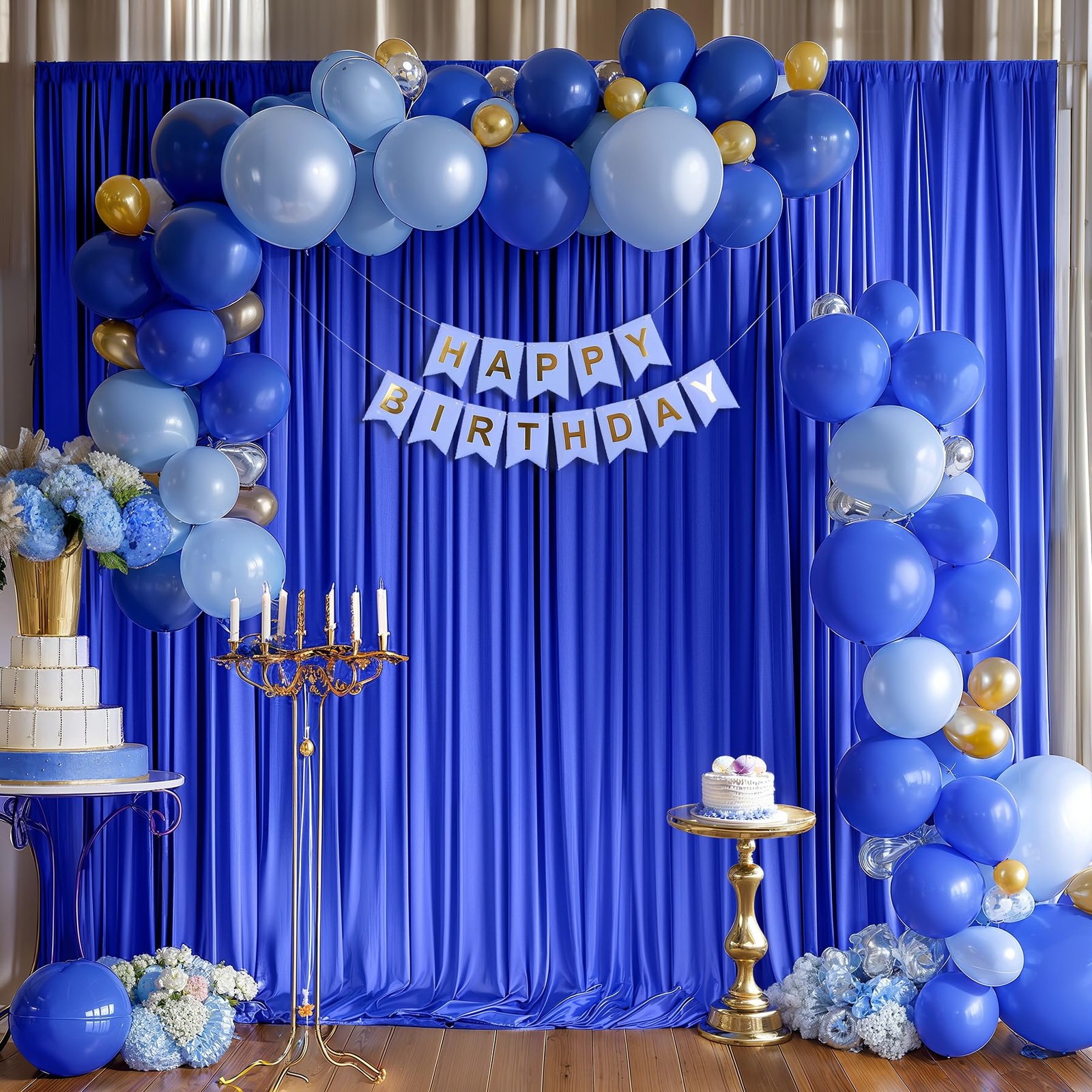 10x10ft Royal Blue Backdrop Curtains for Wedding Parties,Wrinkle Free Blue Cu…