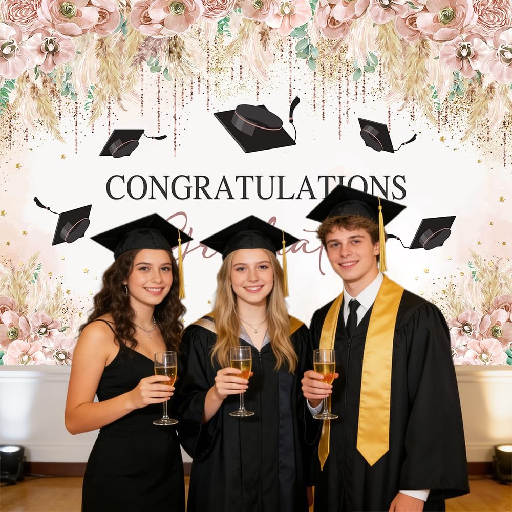 7x5ft Congratulations Graduate Backdrop Congrats Grad Banner Boho Graduation Dec