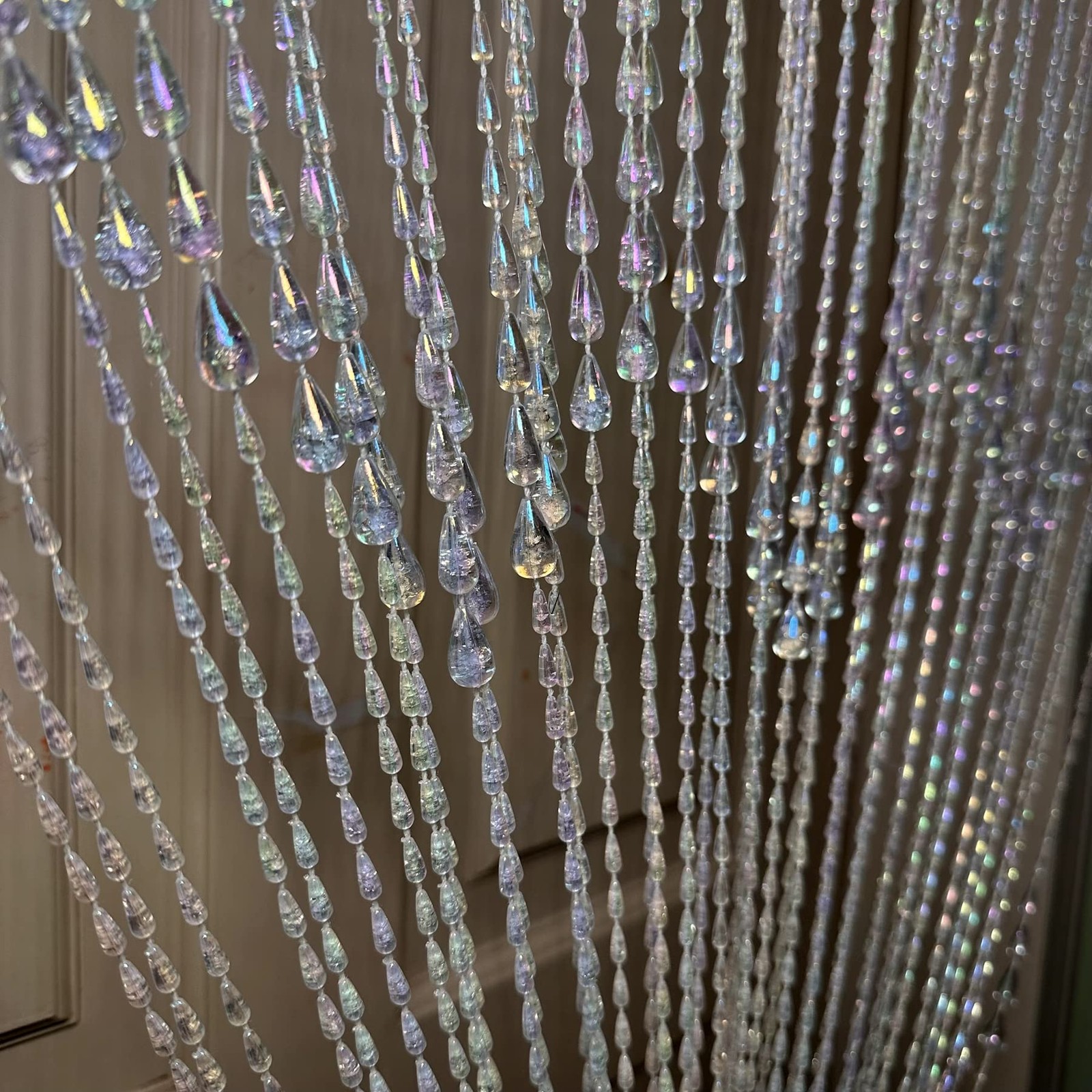 Iridescent Crystal Beaded Curtain 3×6 FT for Home, Wedding, Cafe Decor