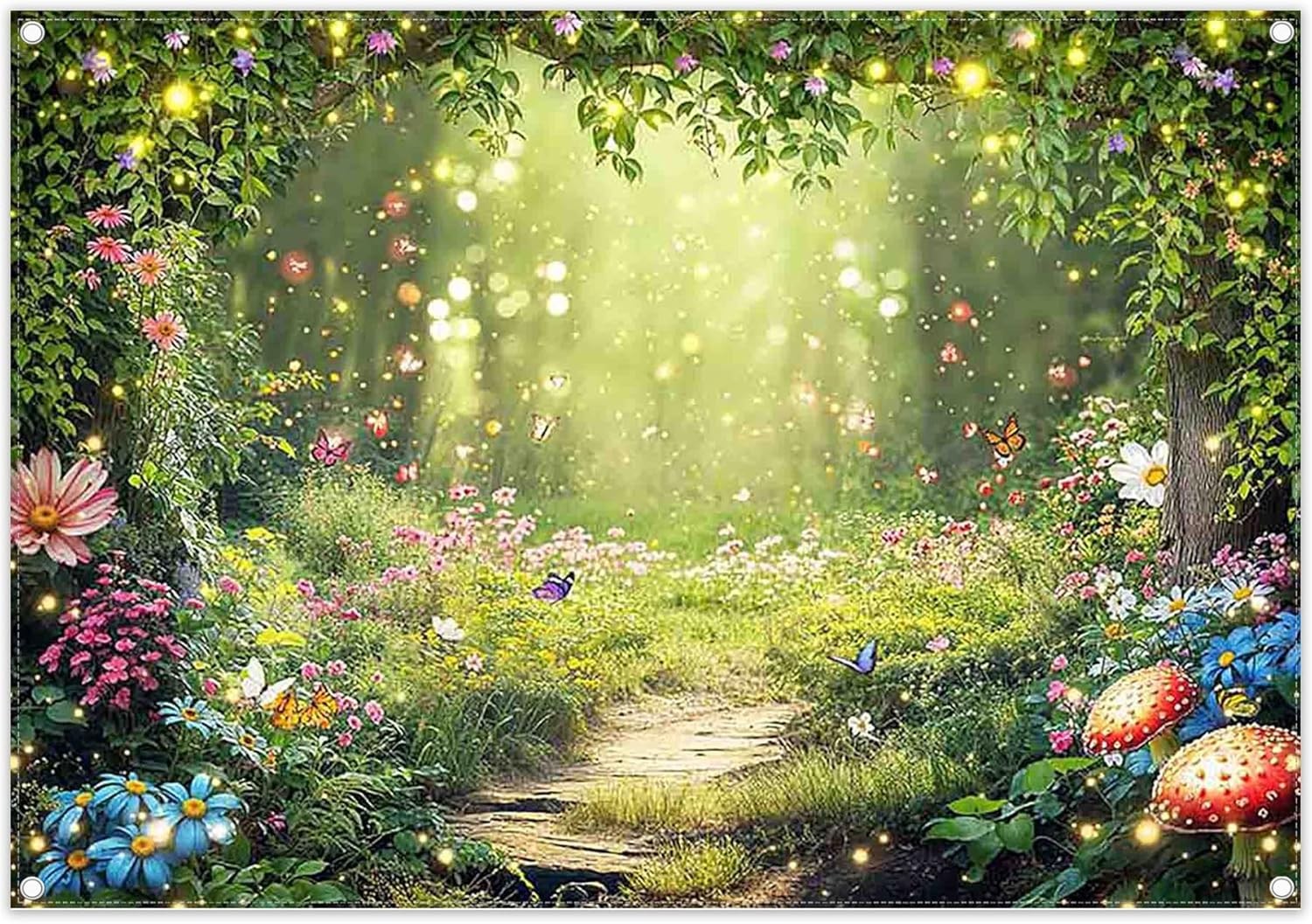 Fabric 7′ x 5′ Enchanted Forest Photography Backdrop Fairy Garden Background